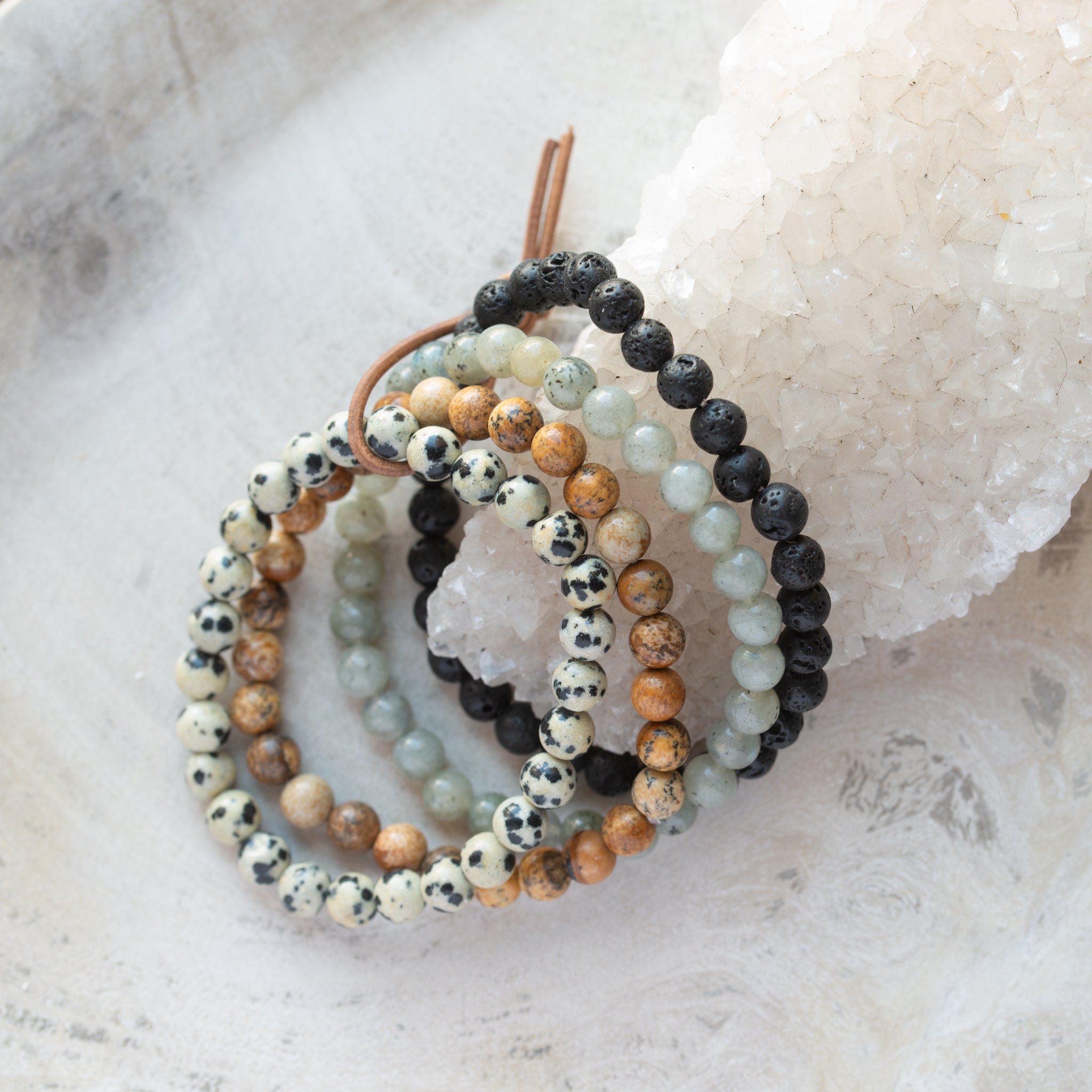 Natural Stone Bracelet Set/4| Terre