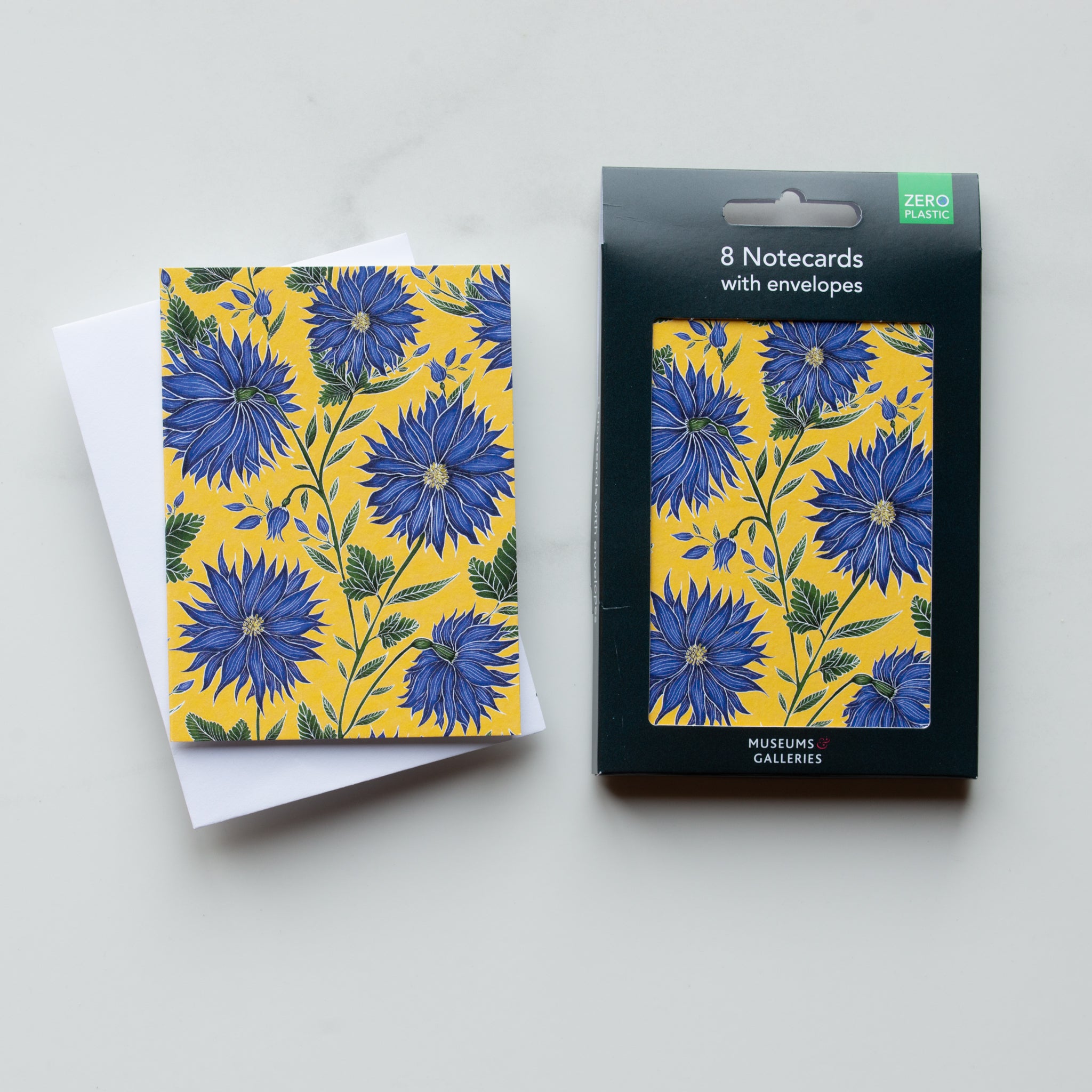 8 Notecards with Envelopes | Blue Flowers
