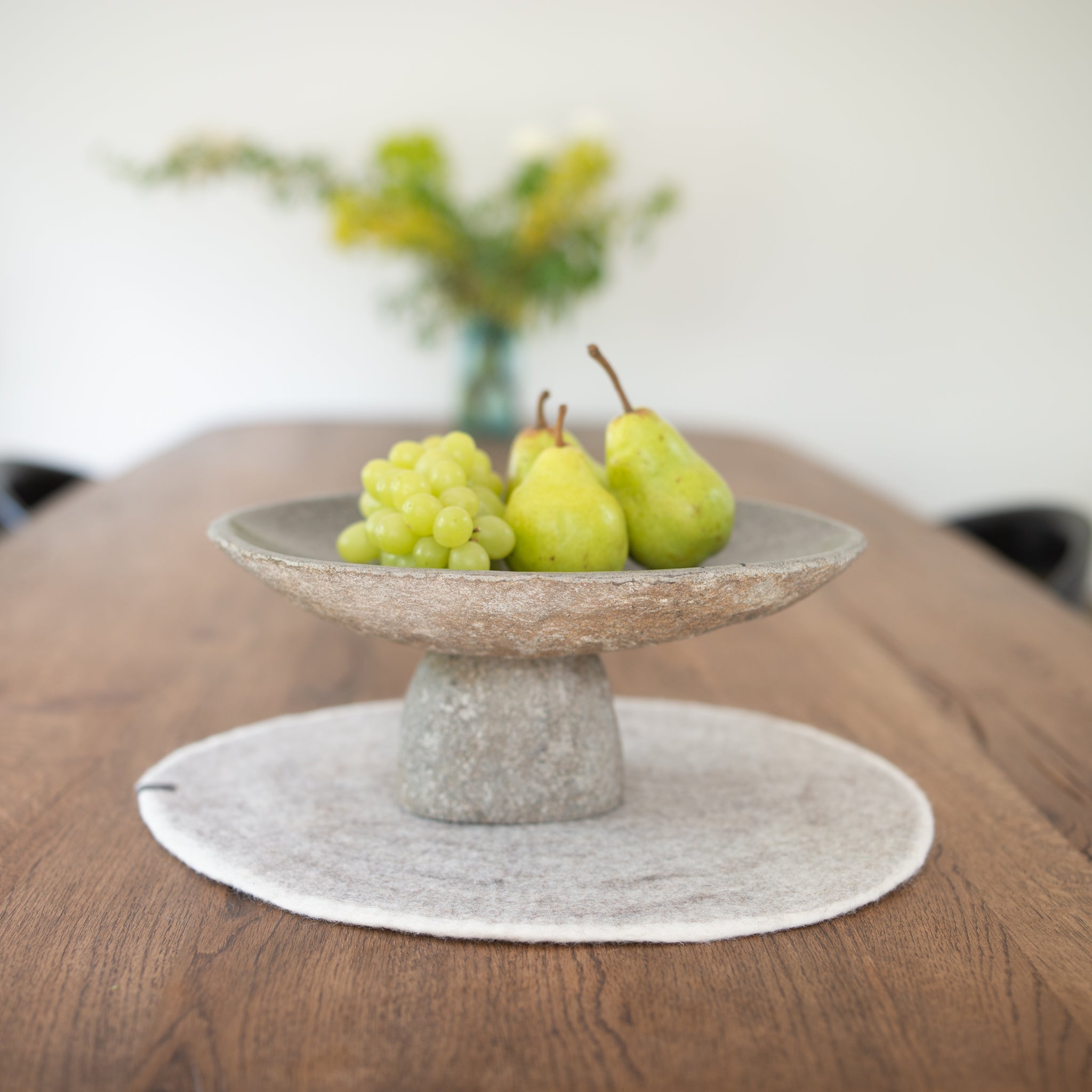 Muskhane Wool Felt Pebble Mat | Light Stone + Natural | Large