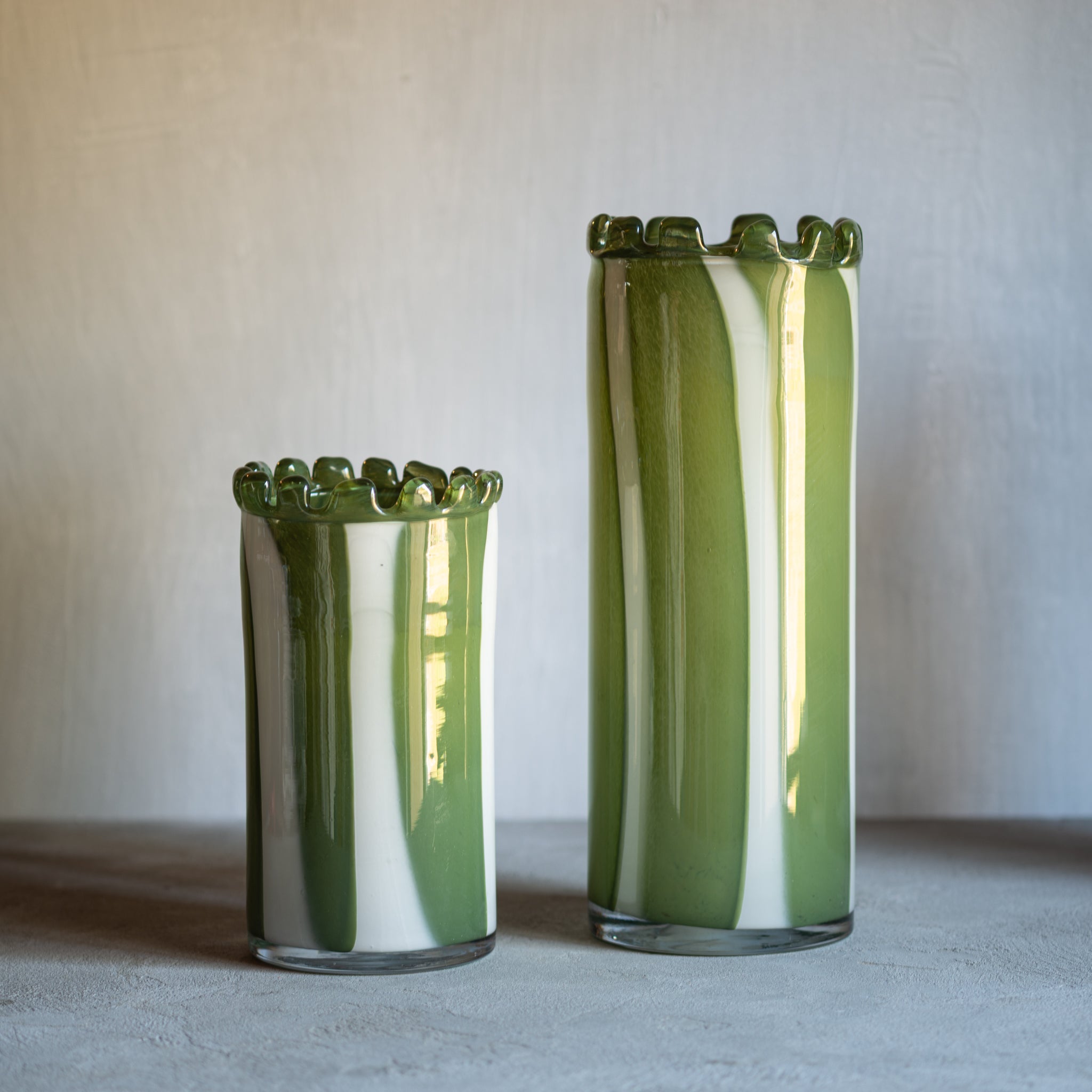 Pettine Stripe Glass Vases | Green
