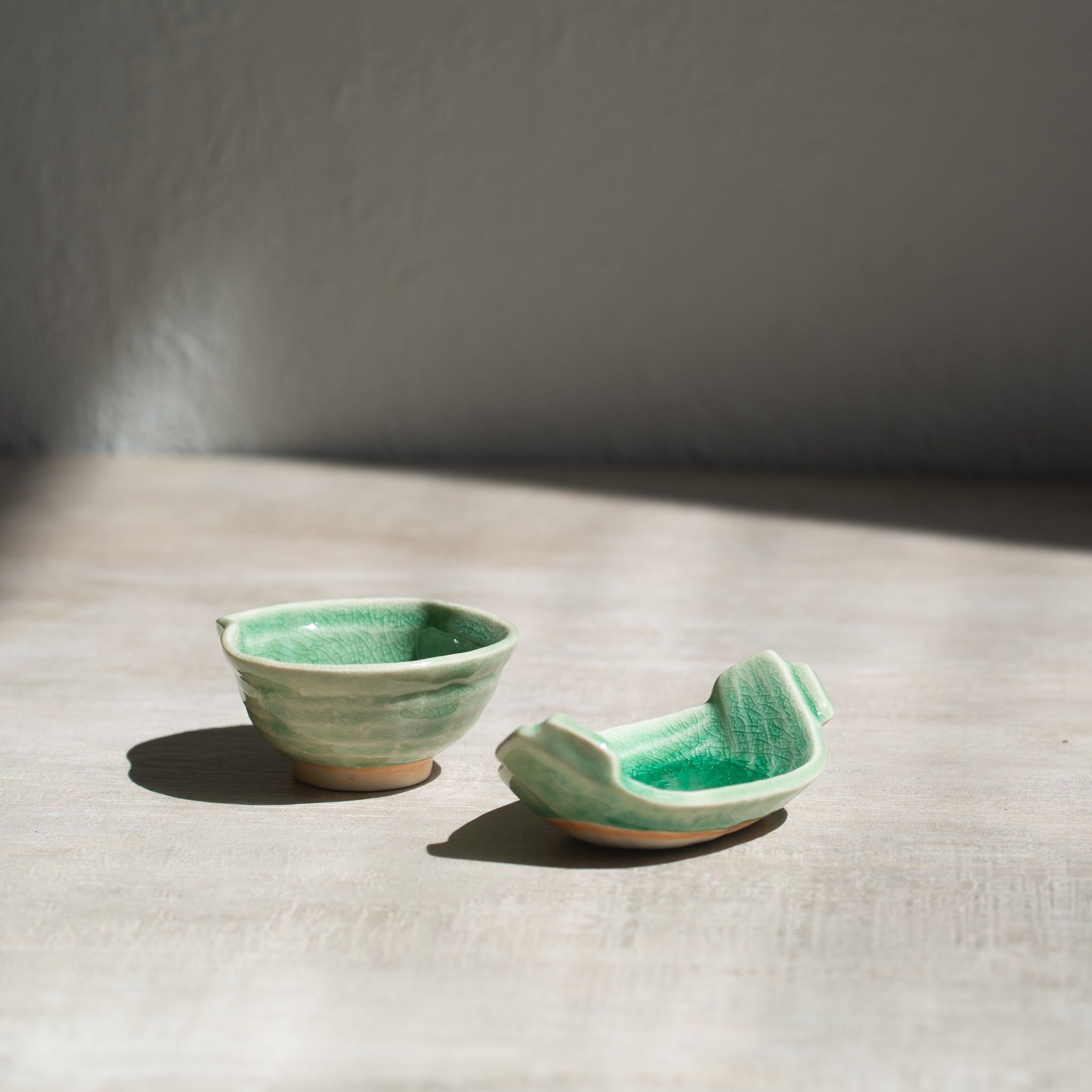 Japanese Ceramics | Pinchi Dish Set | Green