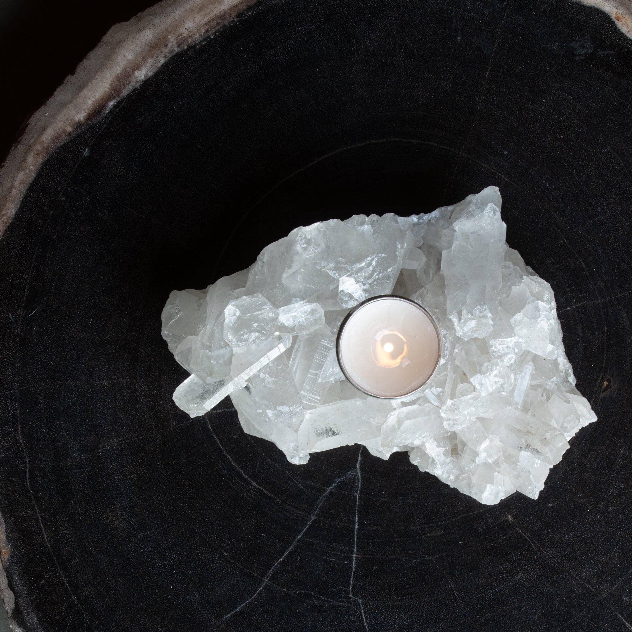 Quartz Cluster Tea Light Candle Holder A