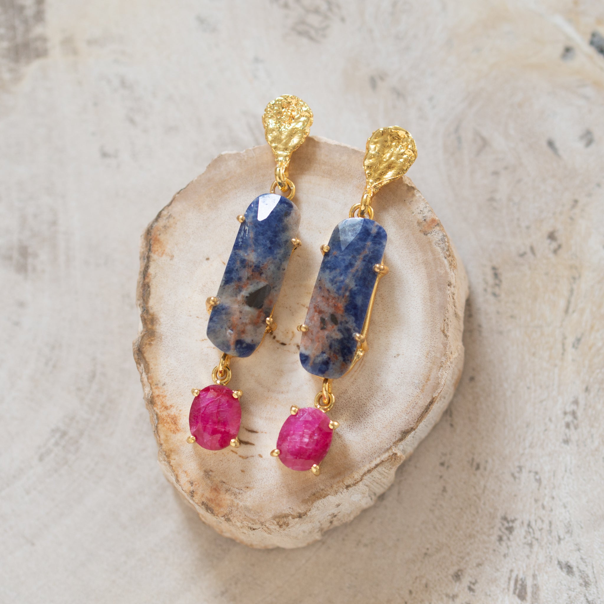 Raw Crystal Stone Earrings | Sodalite Drops