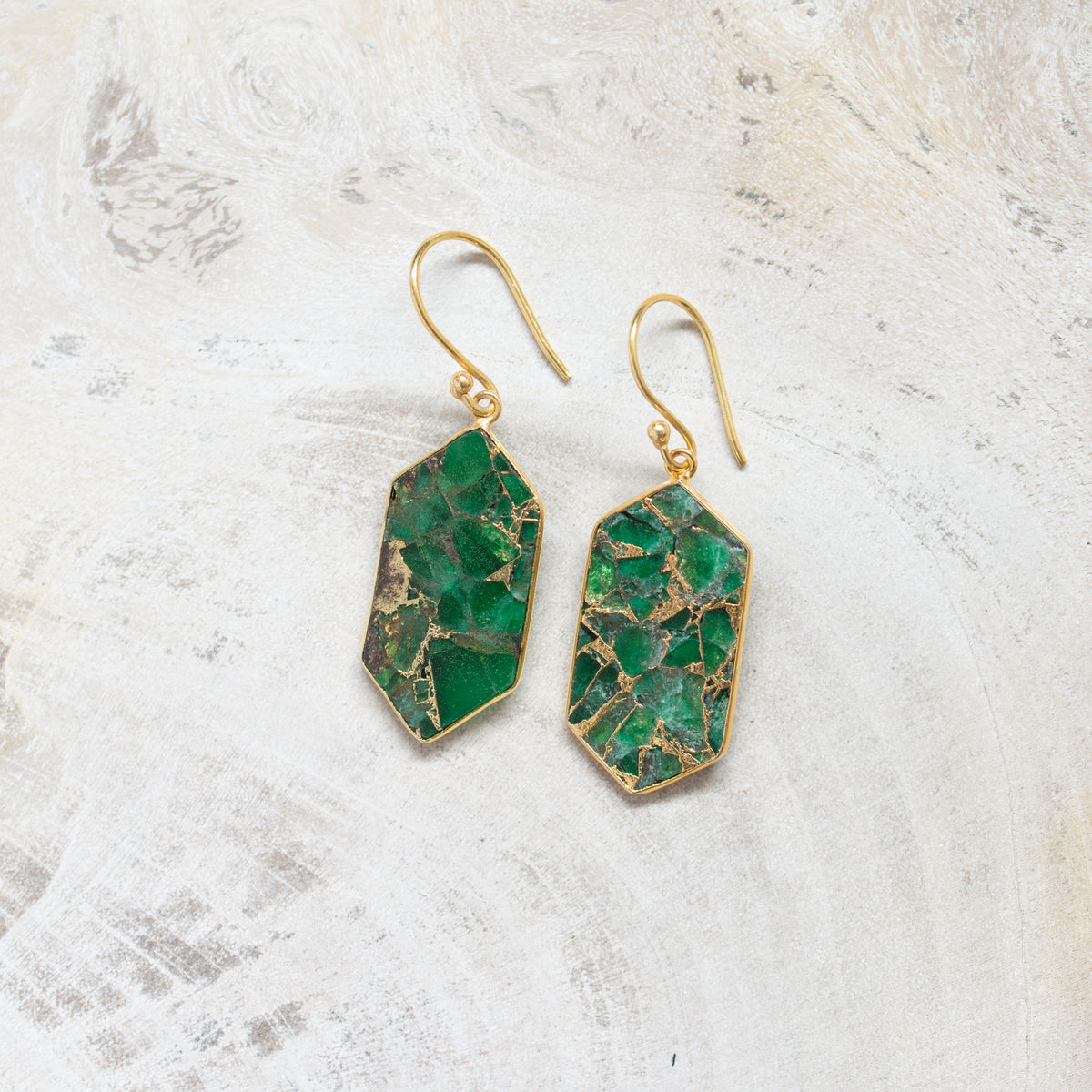 Raw Crystal Stone Earrings | Emerald Mohave