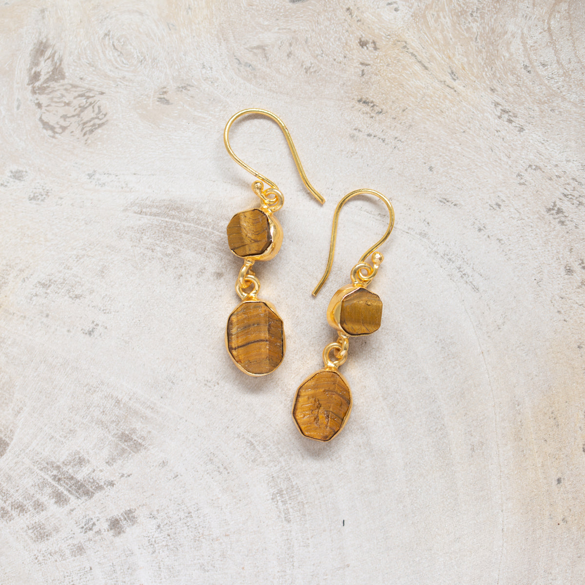 Raw Crystal Stone Earrings | Tiger Eye