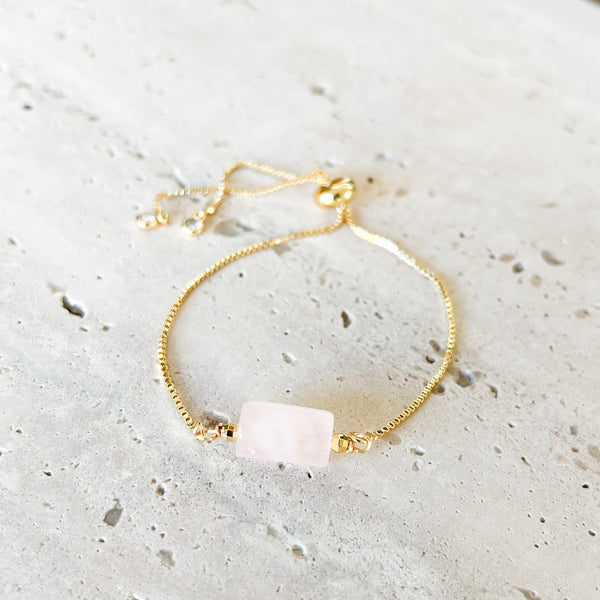 Natural Stone Chain Bracelet | Rose Quartz