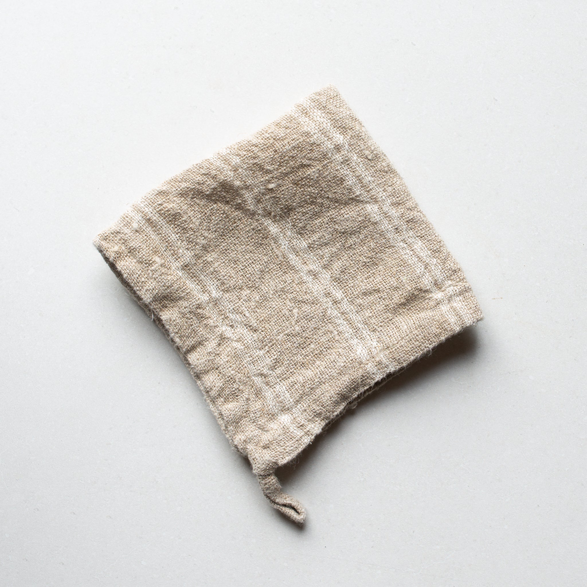 Rustic Linen Handloomed Wash Cloth | White Stripe