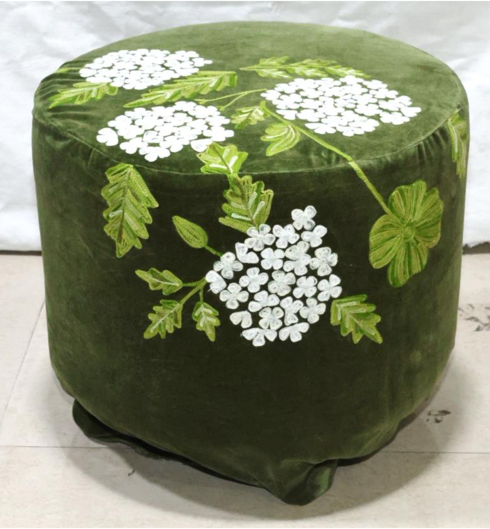 Embroidered Chair + Stool | Hydrangea