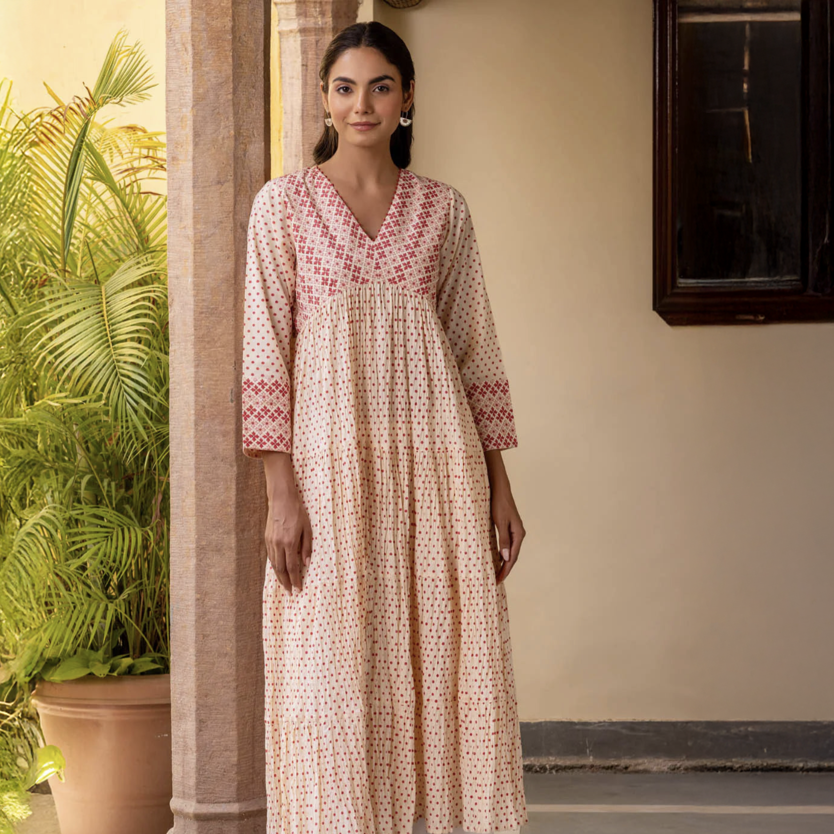 Cotton Dress | Crinkled Dotted Kurta