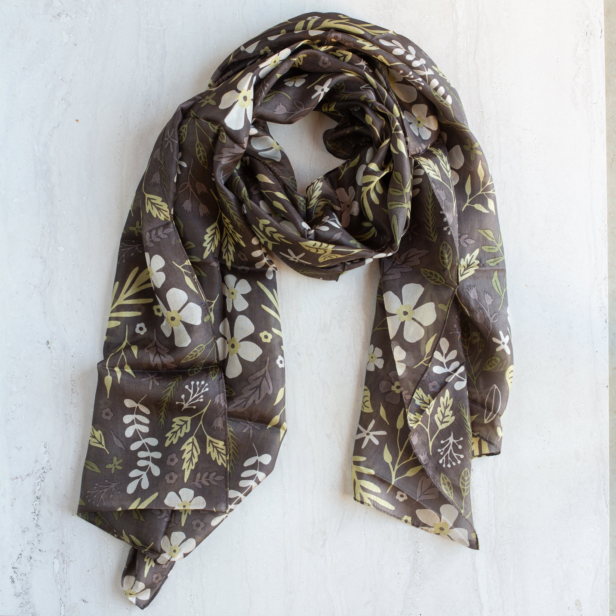 Long Silk Scarf | Garden