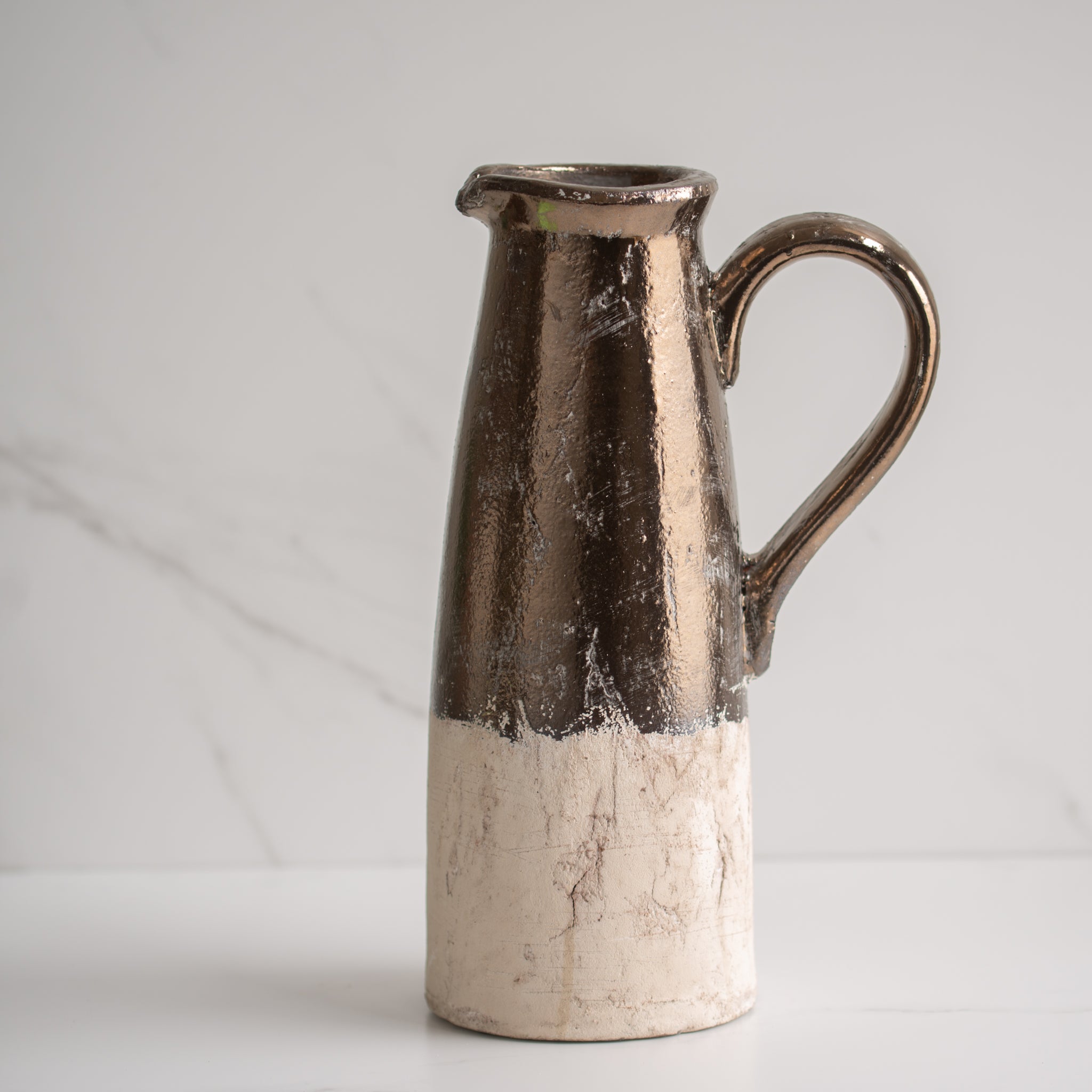 Sina Ceramic Jug | Natural + Bronze | Large