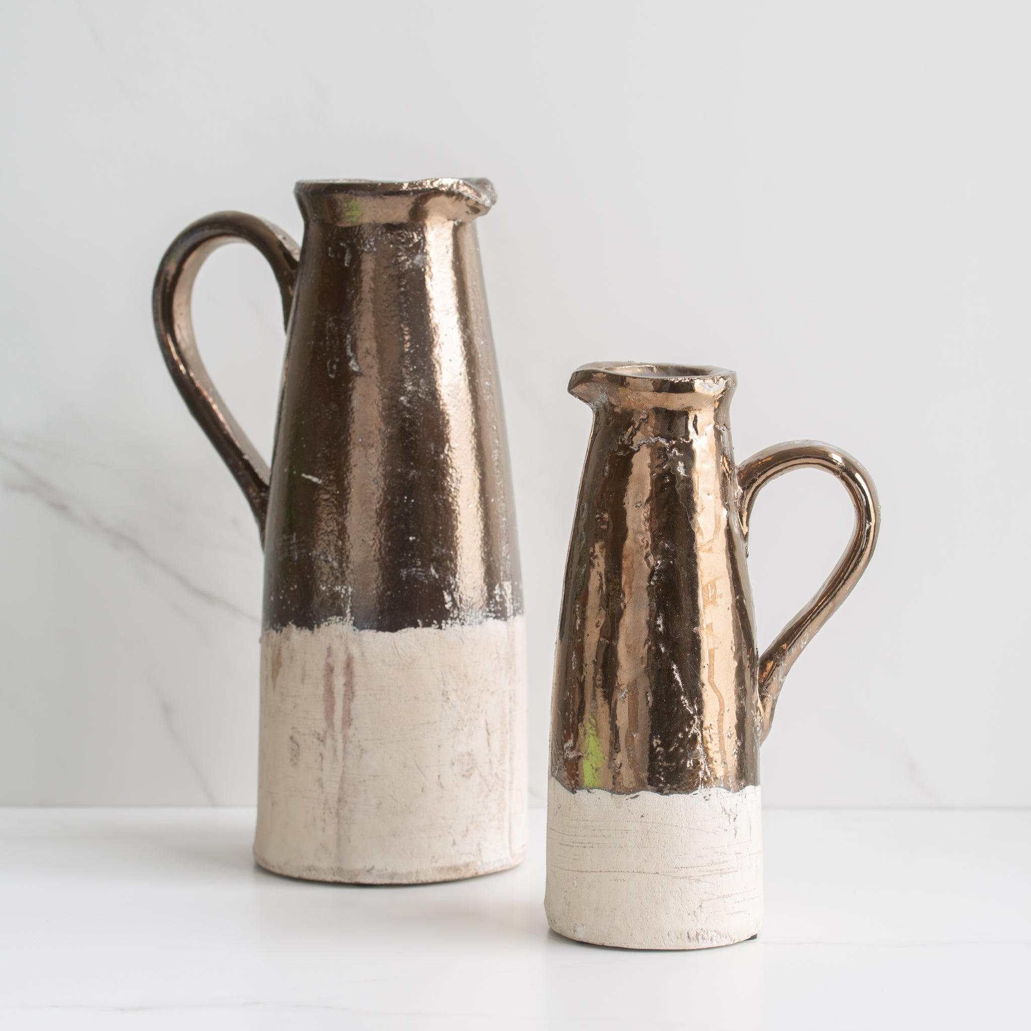 Sina Ceramic Jug | Natural + Bronze | Large