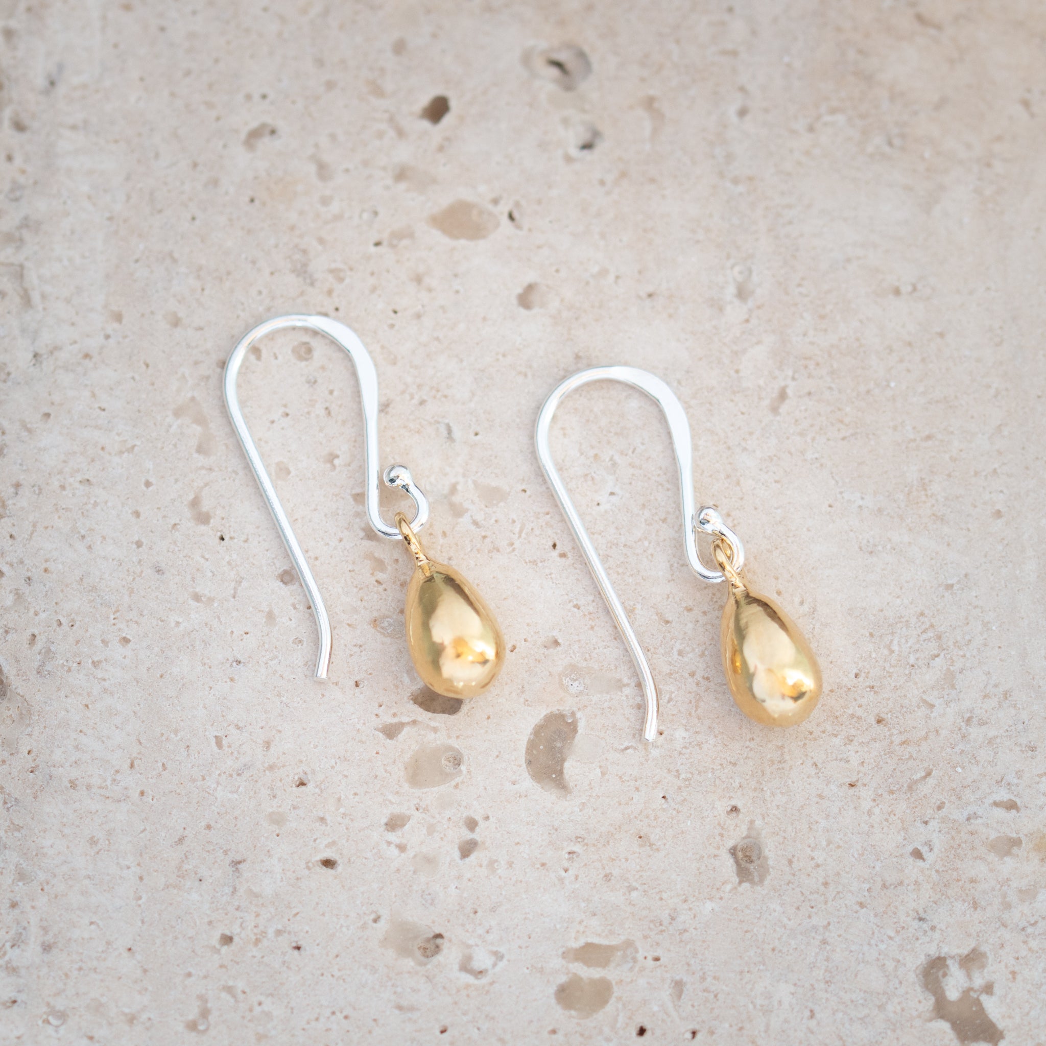 Sterling Silver Earrings | Gold Teardrop