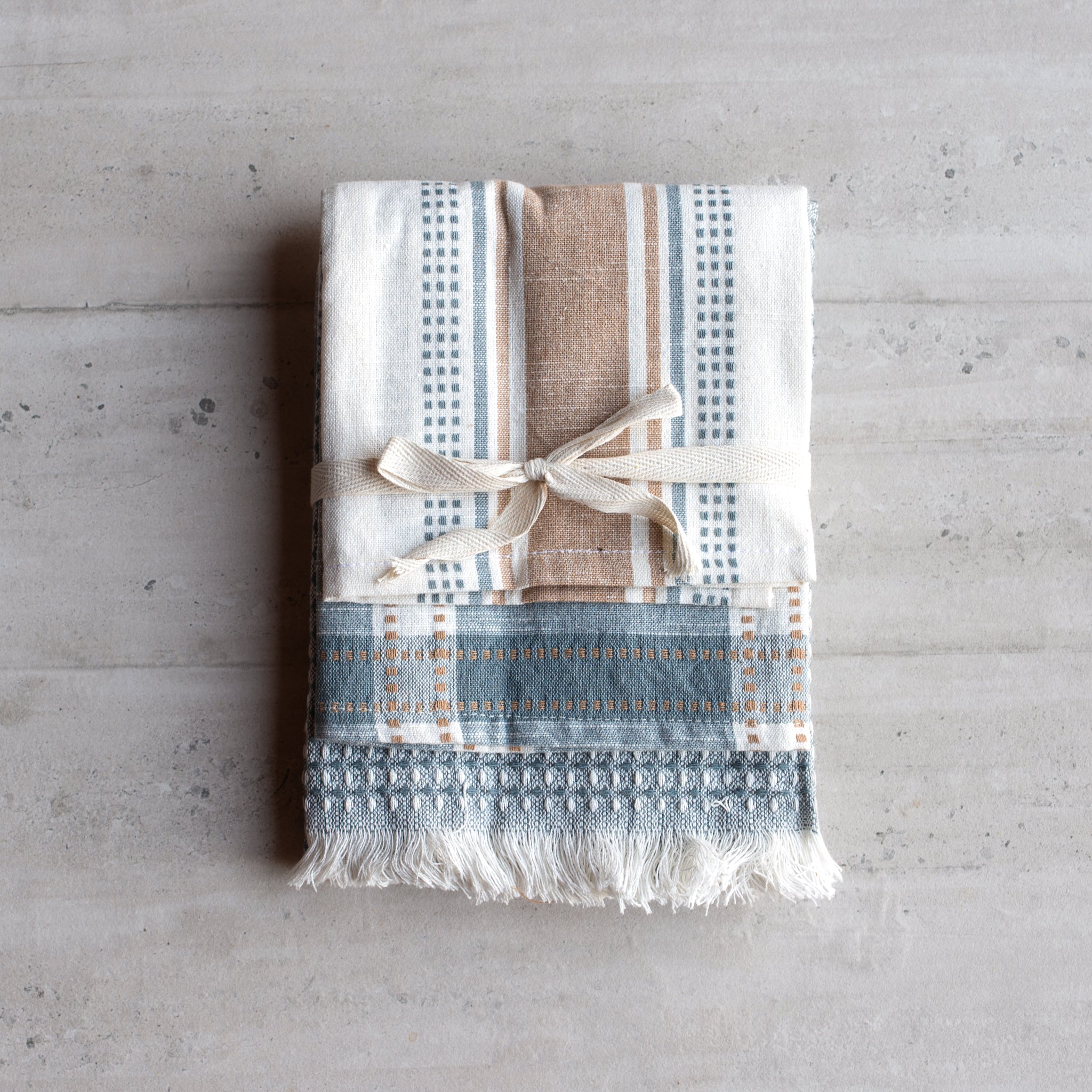 Kya Tea Towel Set of 3 | Blue + Terracotta