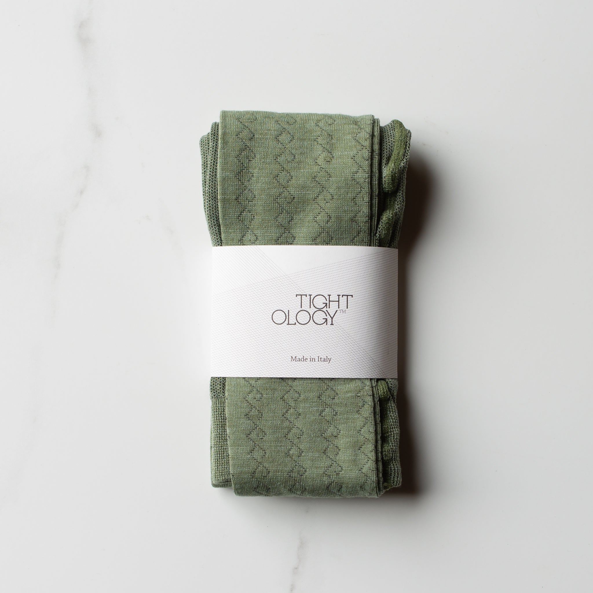 Geo Merino Wool Tights | Sage