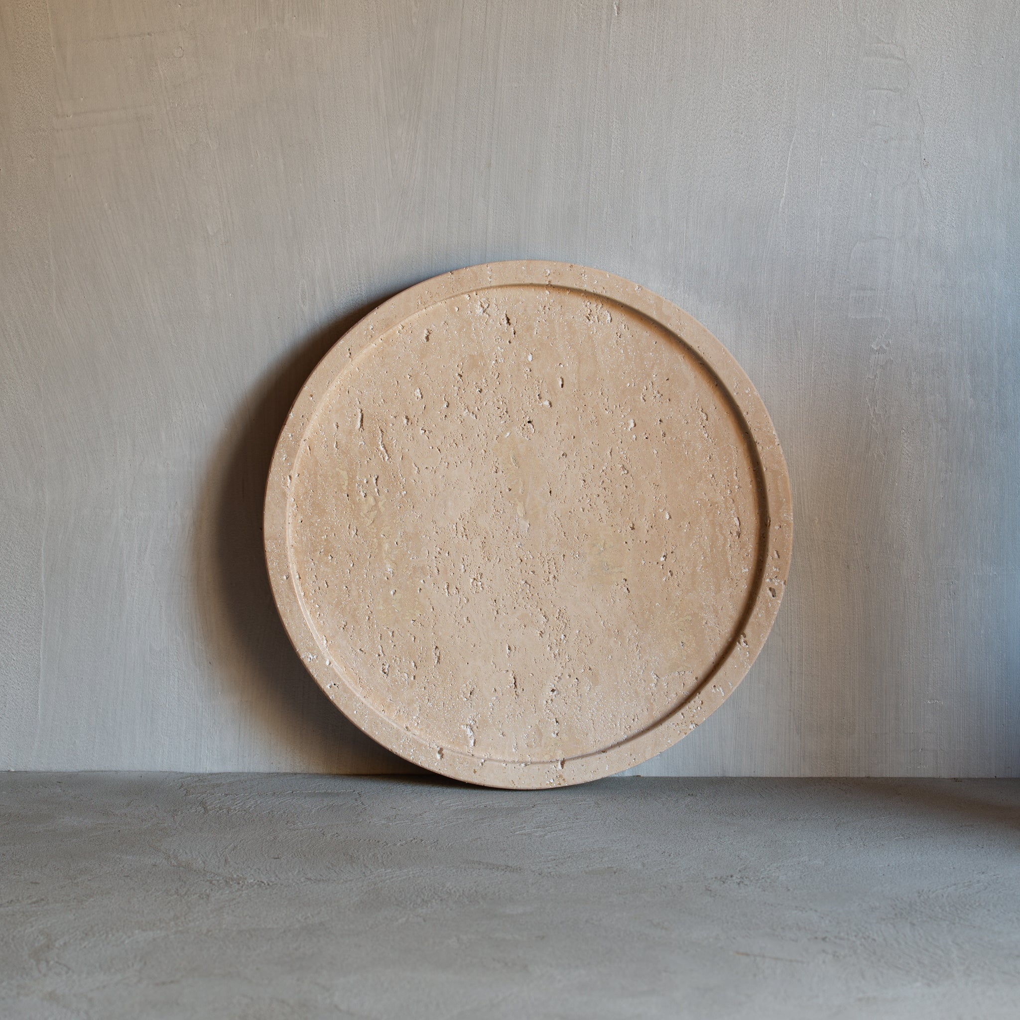 Natural Round Travertine Stone Tray
