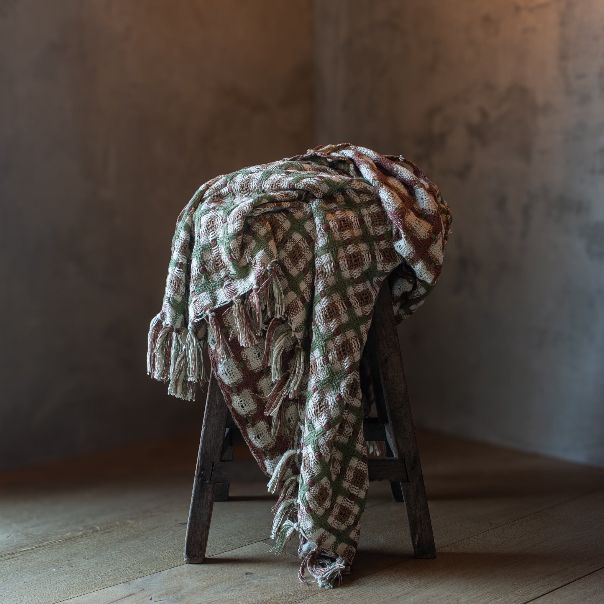 Green Check Throw | Wool Blend