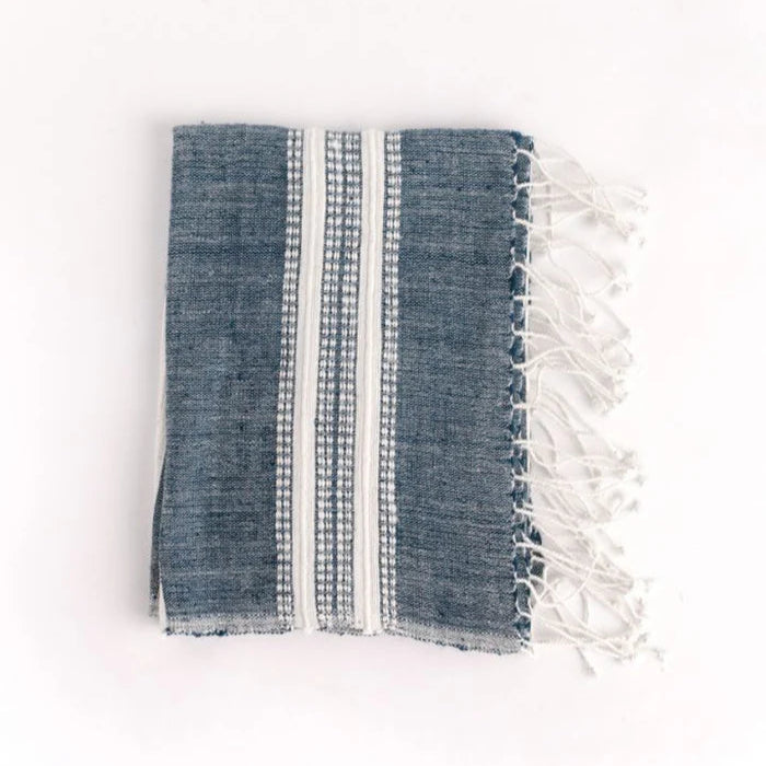 Handwoven Hand Towel | Cotton | Navy + Natural