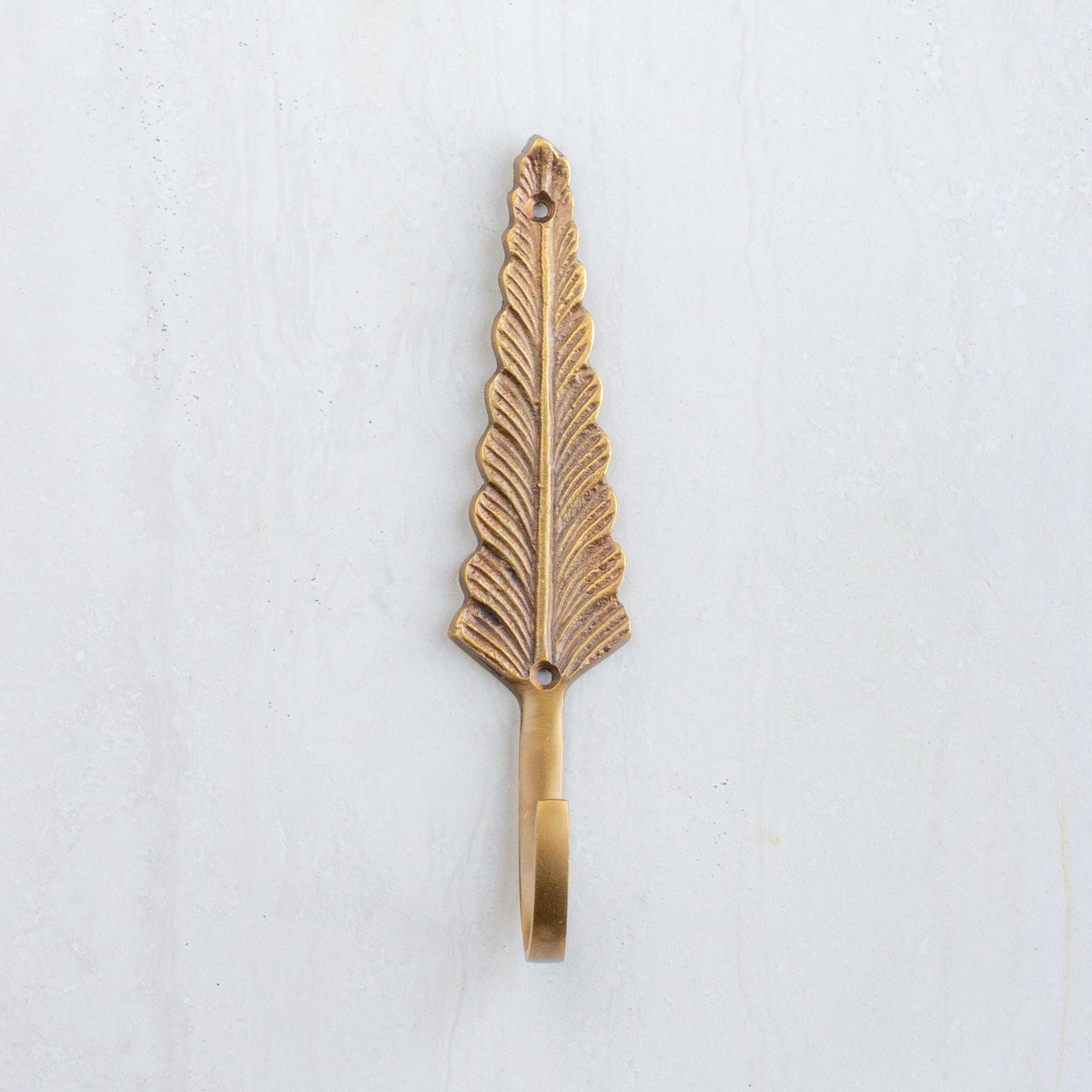 Brass Coat Hook | Leaf | Antique