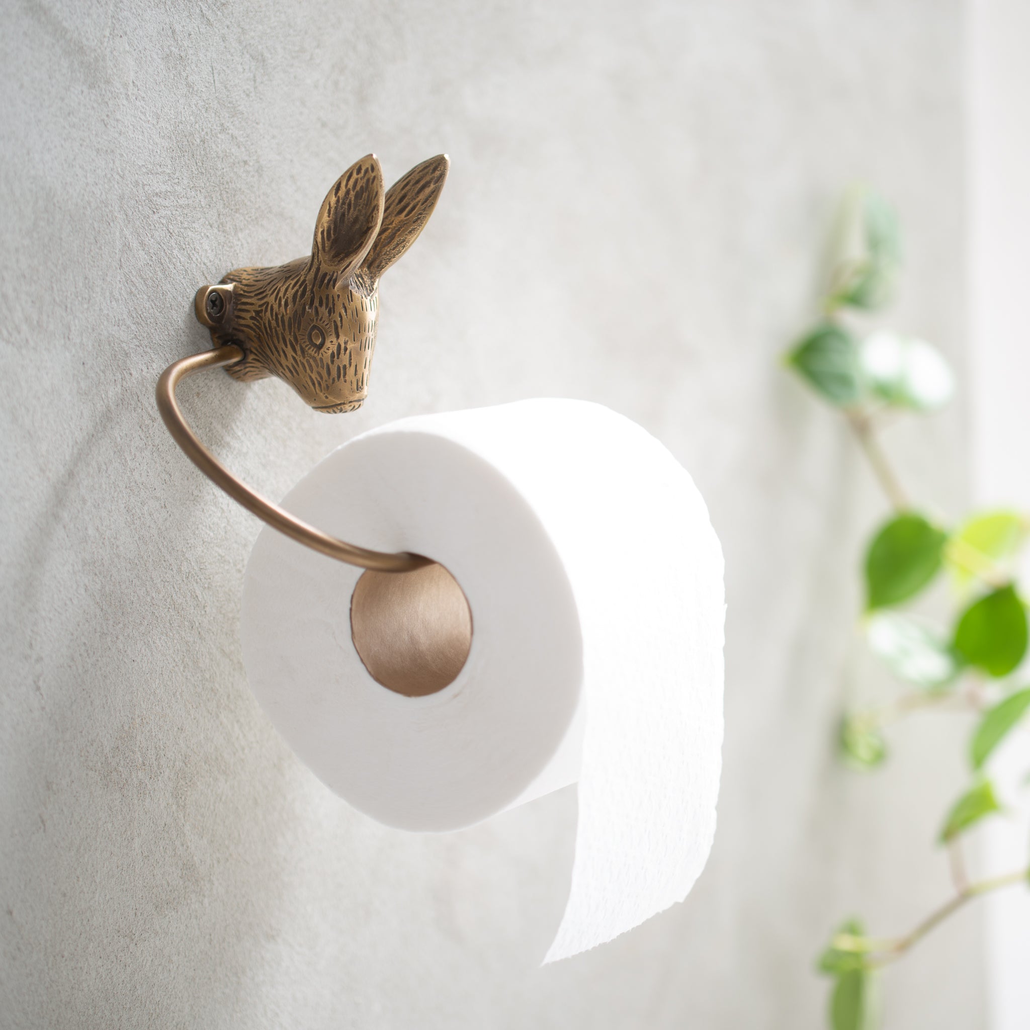 Brass Rabbit Toilet Roll Holder | Antique Finish