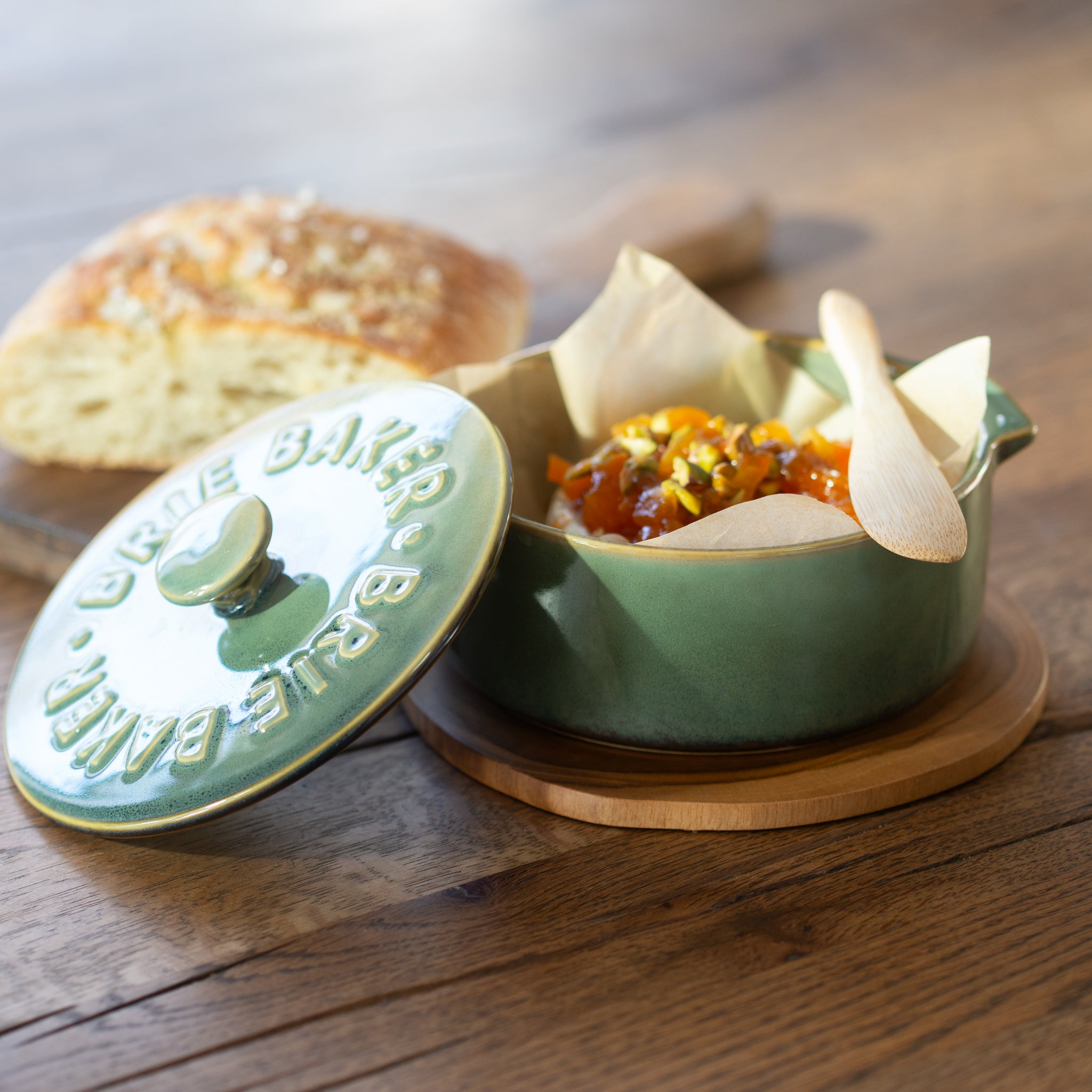 Ceramic Brie Baker| Olive Green