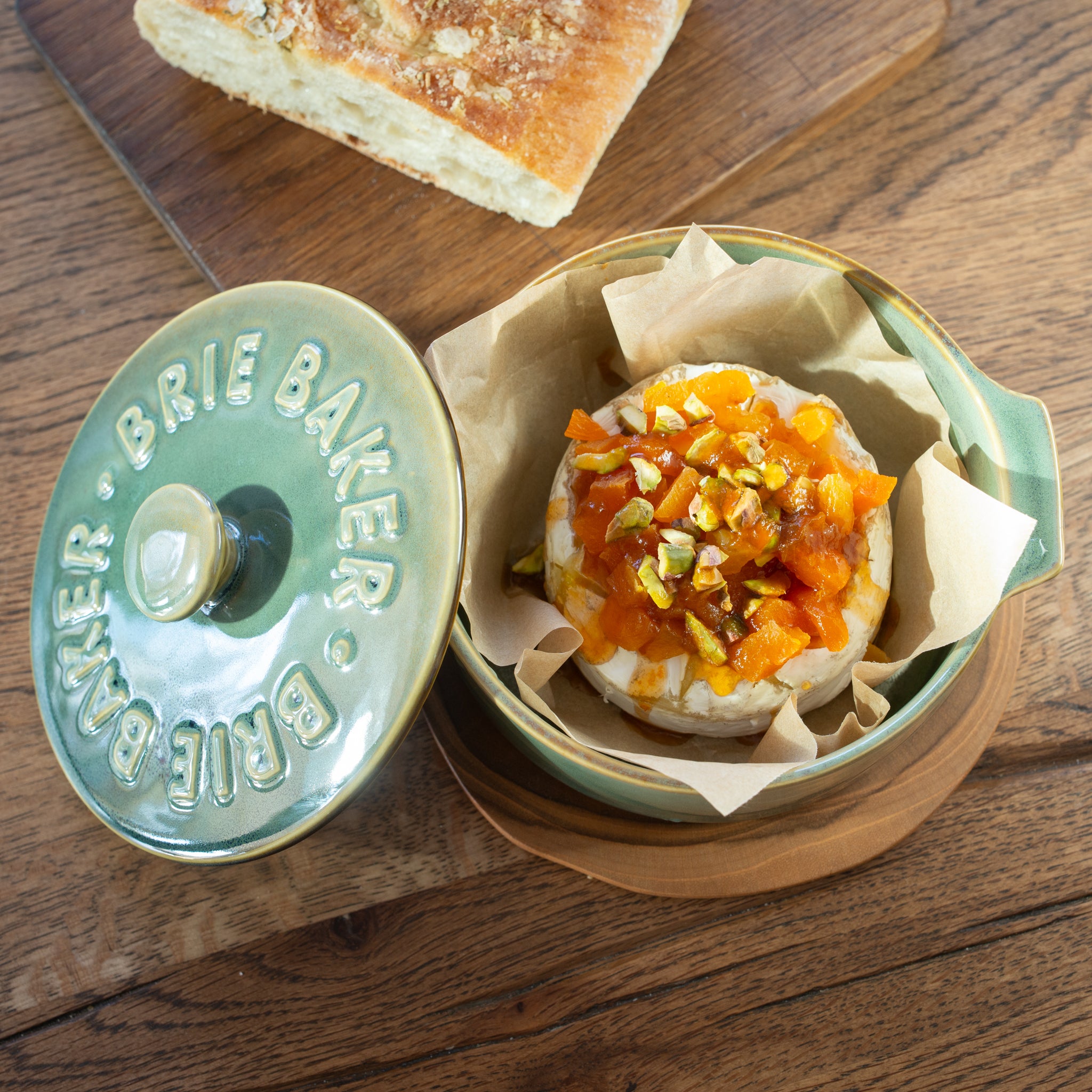 Ceramic Brie Baker| Olive Green