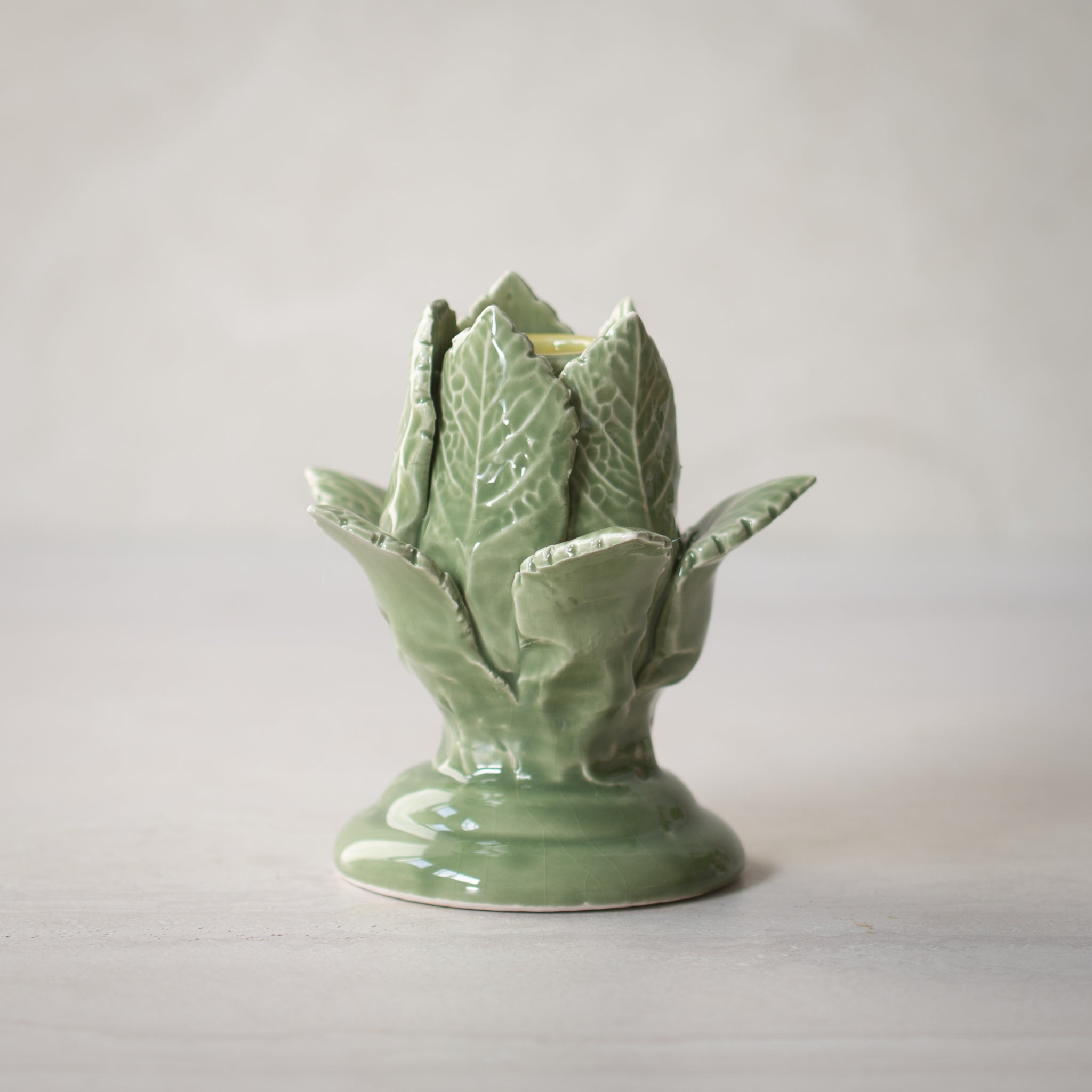 Ceramic Candle Holder | Cabbage | Sage