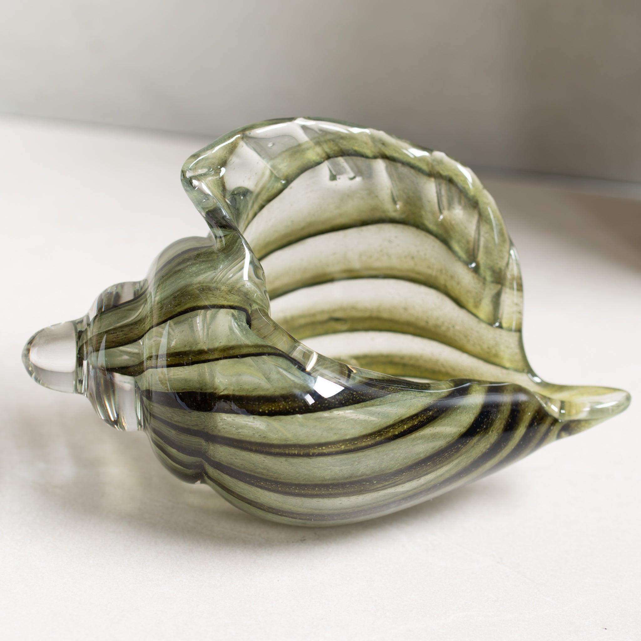 Conch Shell Glass Sculpture | Olive