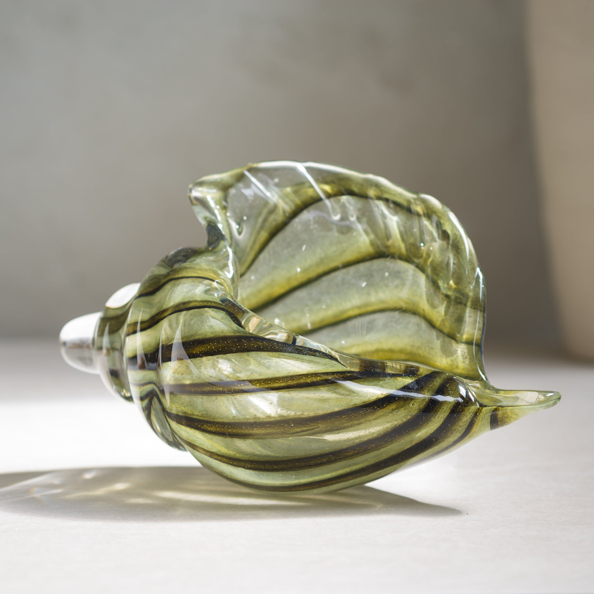 Conch Shell Glass Sculpture | Olive