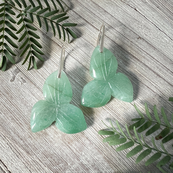 Natural Stone Earrings | Green Aventurine Hydrangeas