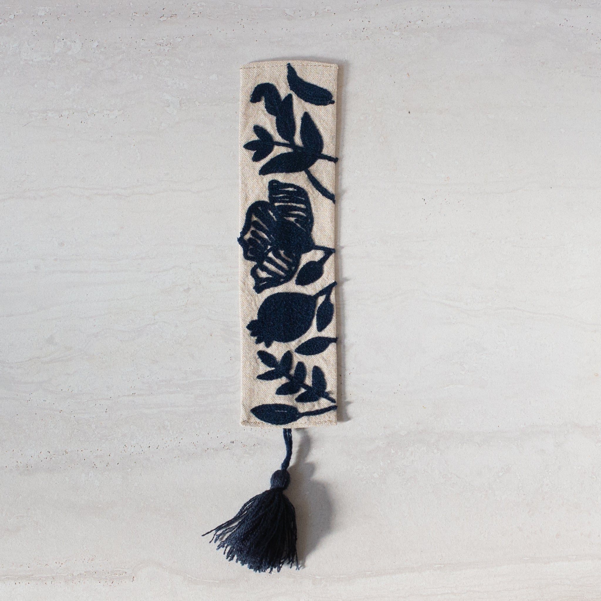 Embroidered Bookmark | Indigo Poppy