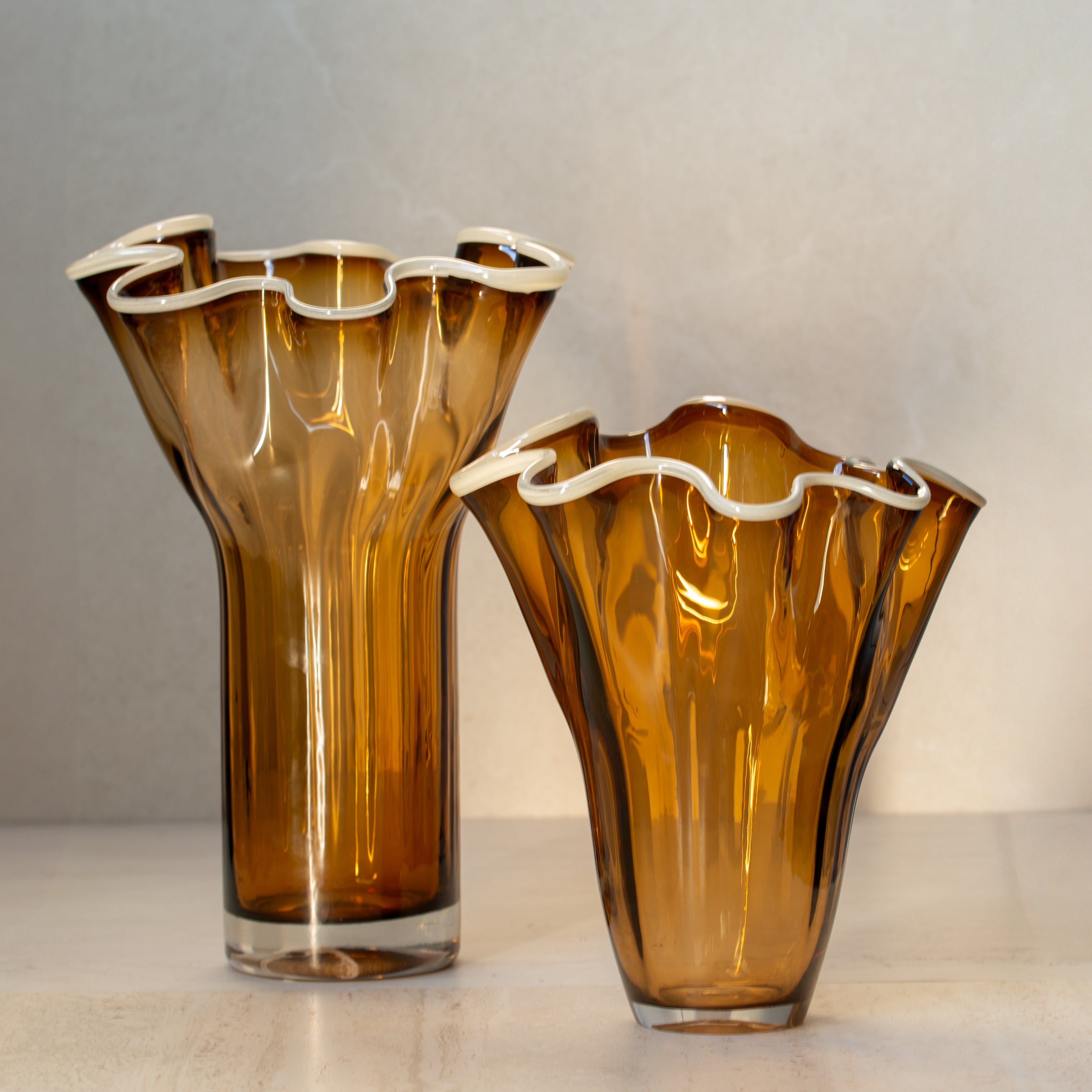 Enesi Glass Vase | Amber + Ivory | Tall