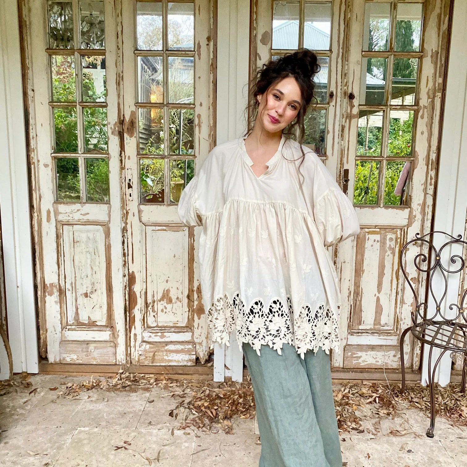 French Lace Smock | Stone