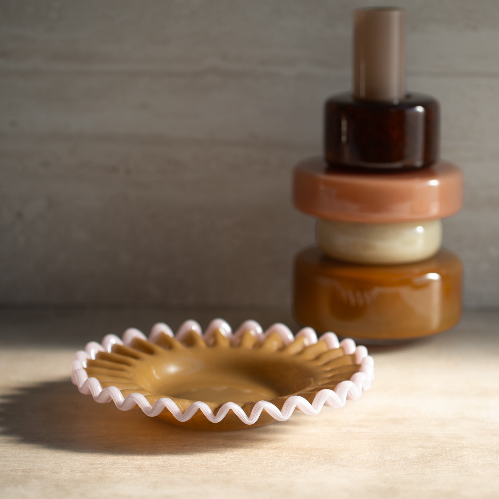 Glass Frill Dish | Signe | Caramel Pink