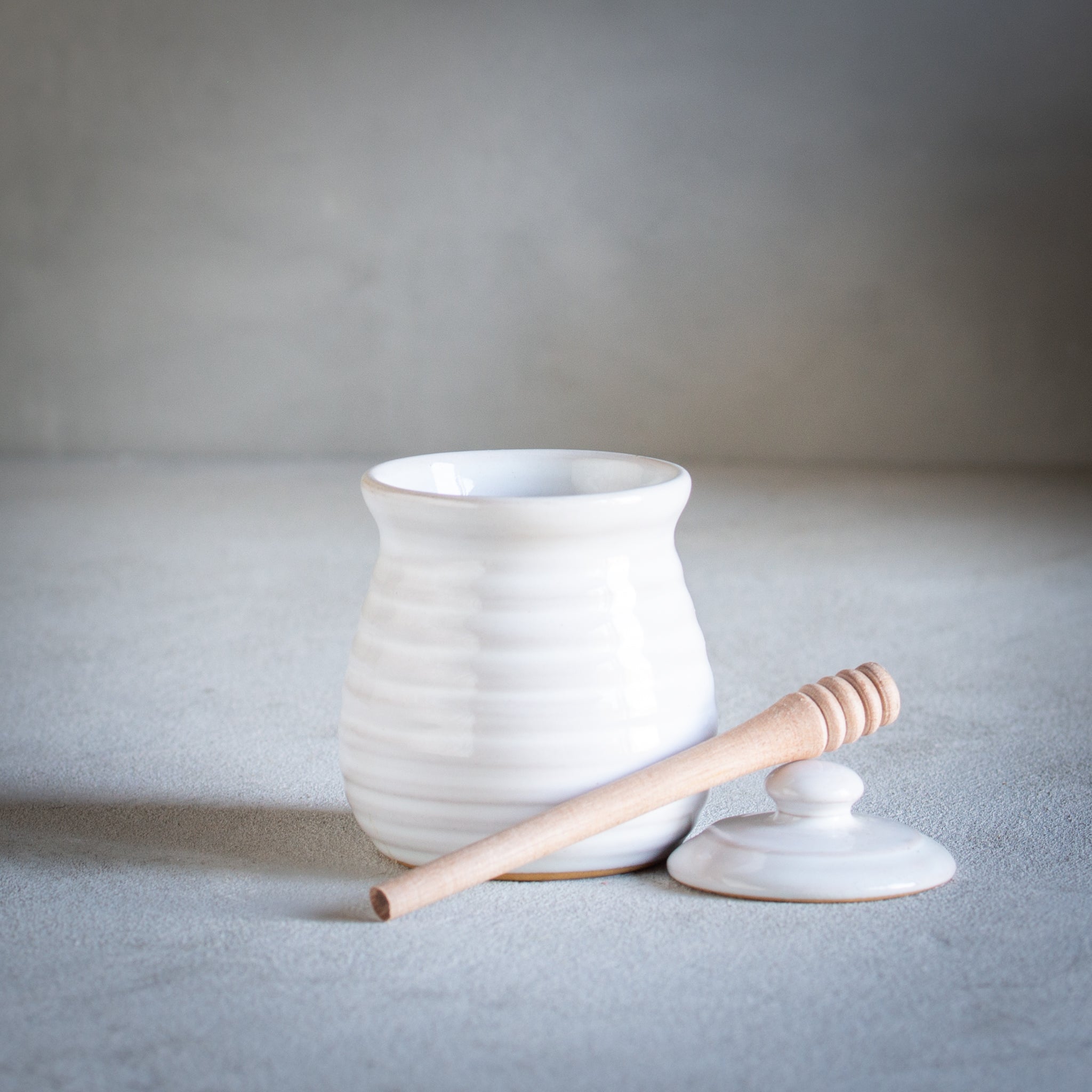 Stoneware Honey Jar & Dipper | Striped