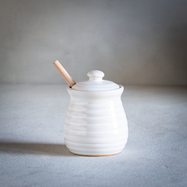 Stoneware Honey Jar & Dipper | Striped