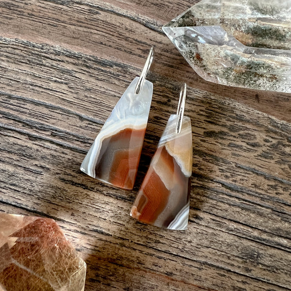 Natural Stone Earrings | Natural Banded Agate [A]