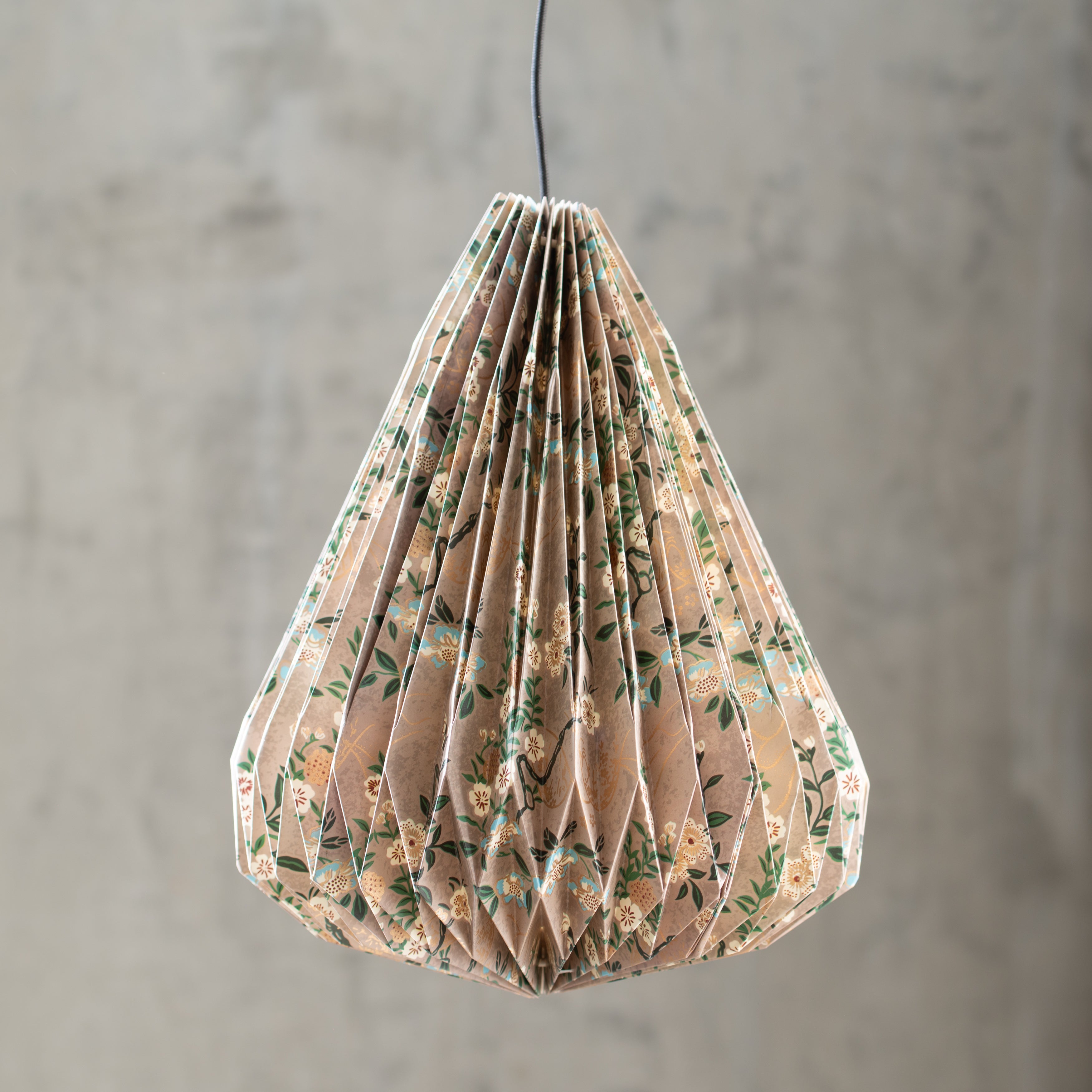 Pleated | Paper Light Shade | Teardrop | Natural Floral