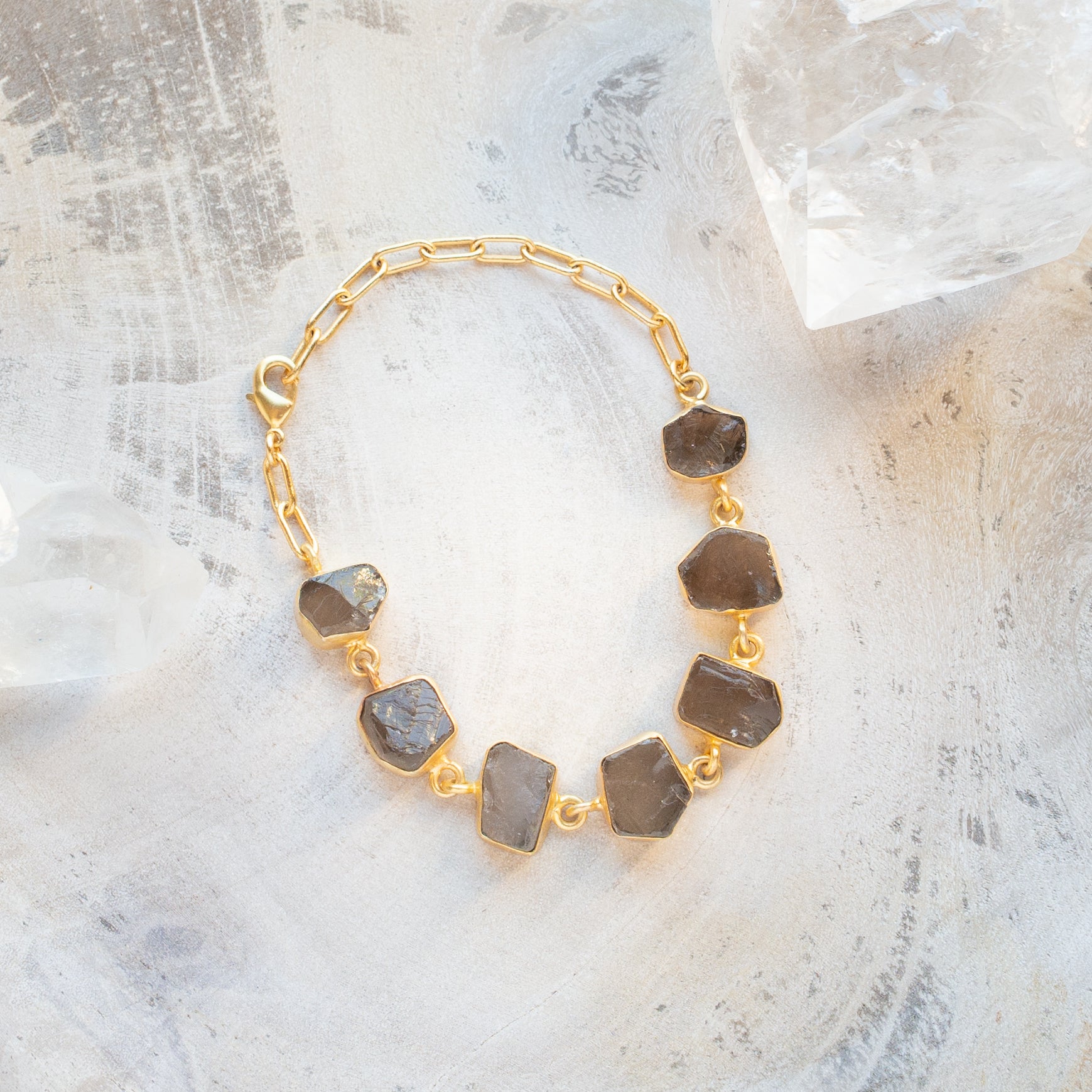 Raw Crystal Stone Bracelet | Smokey Quartz