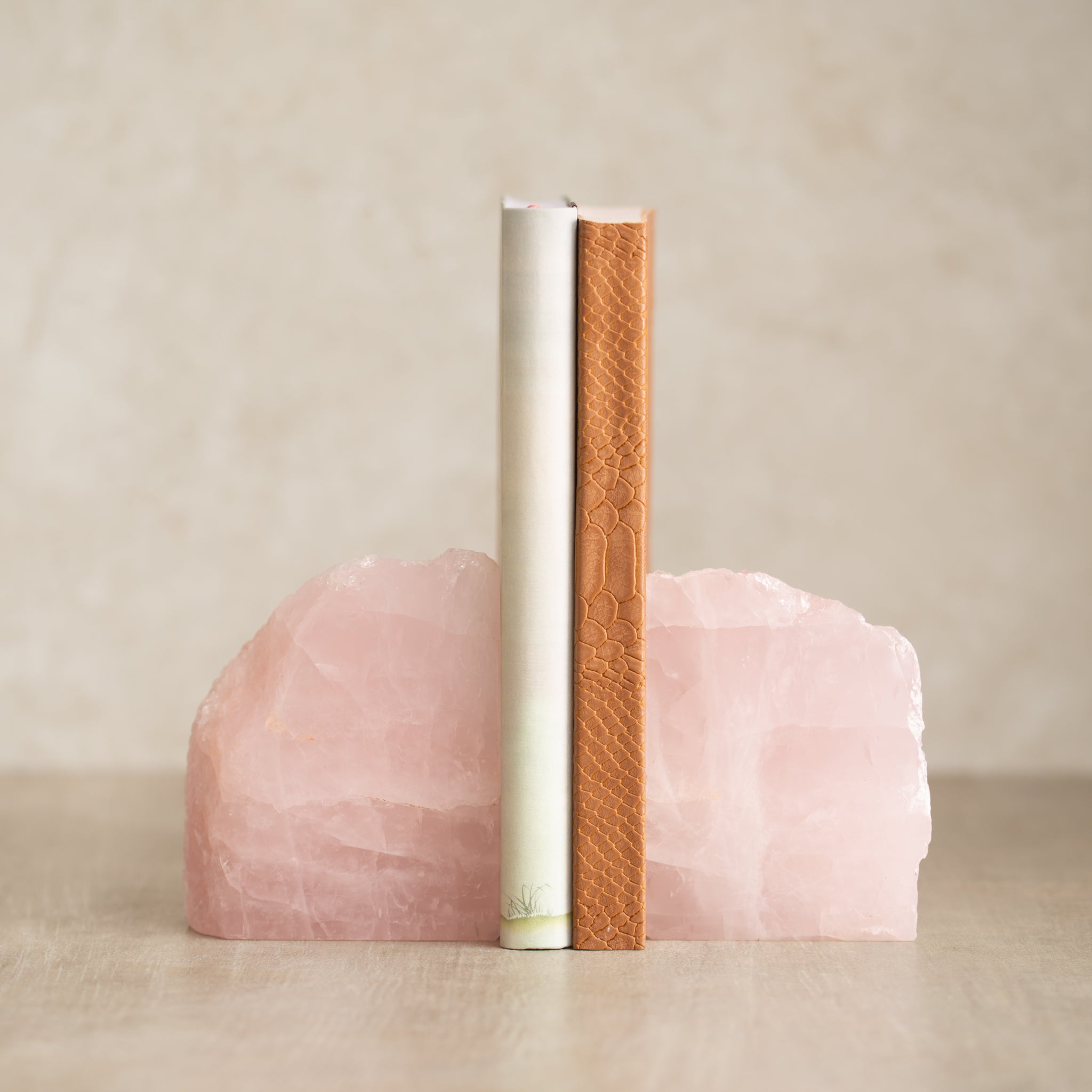 Rose Quartz Bookends
