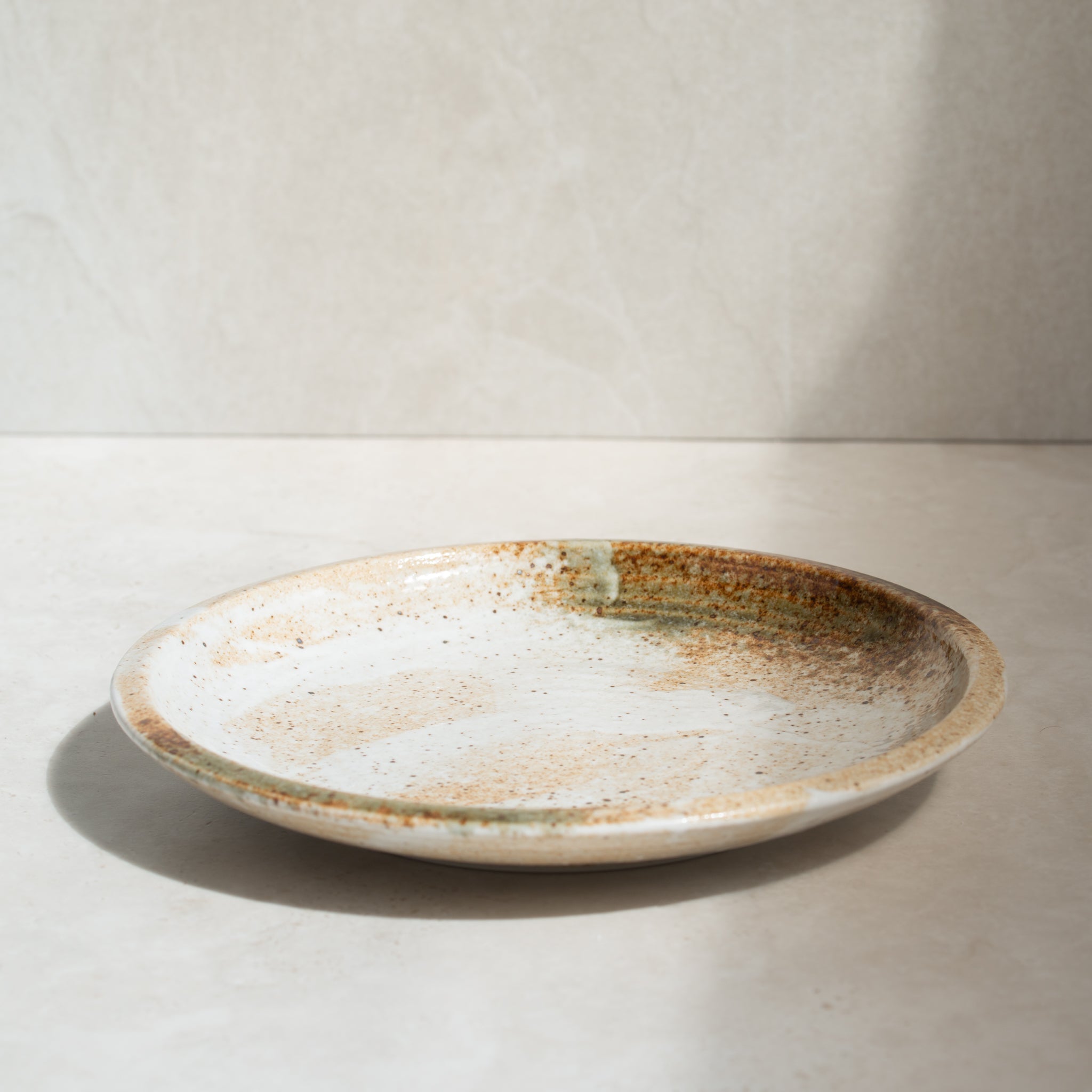 Japanese Ceramics | Thick Edged Plate | Snow Bamboo