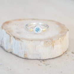 vS|A Blue Topaz Ring | Sterling Silver + Brass