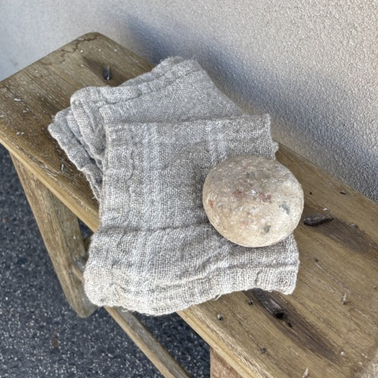 Rustic Linen Handloomed Wash Cloth | White Stripe