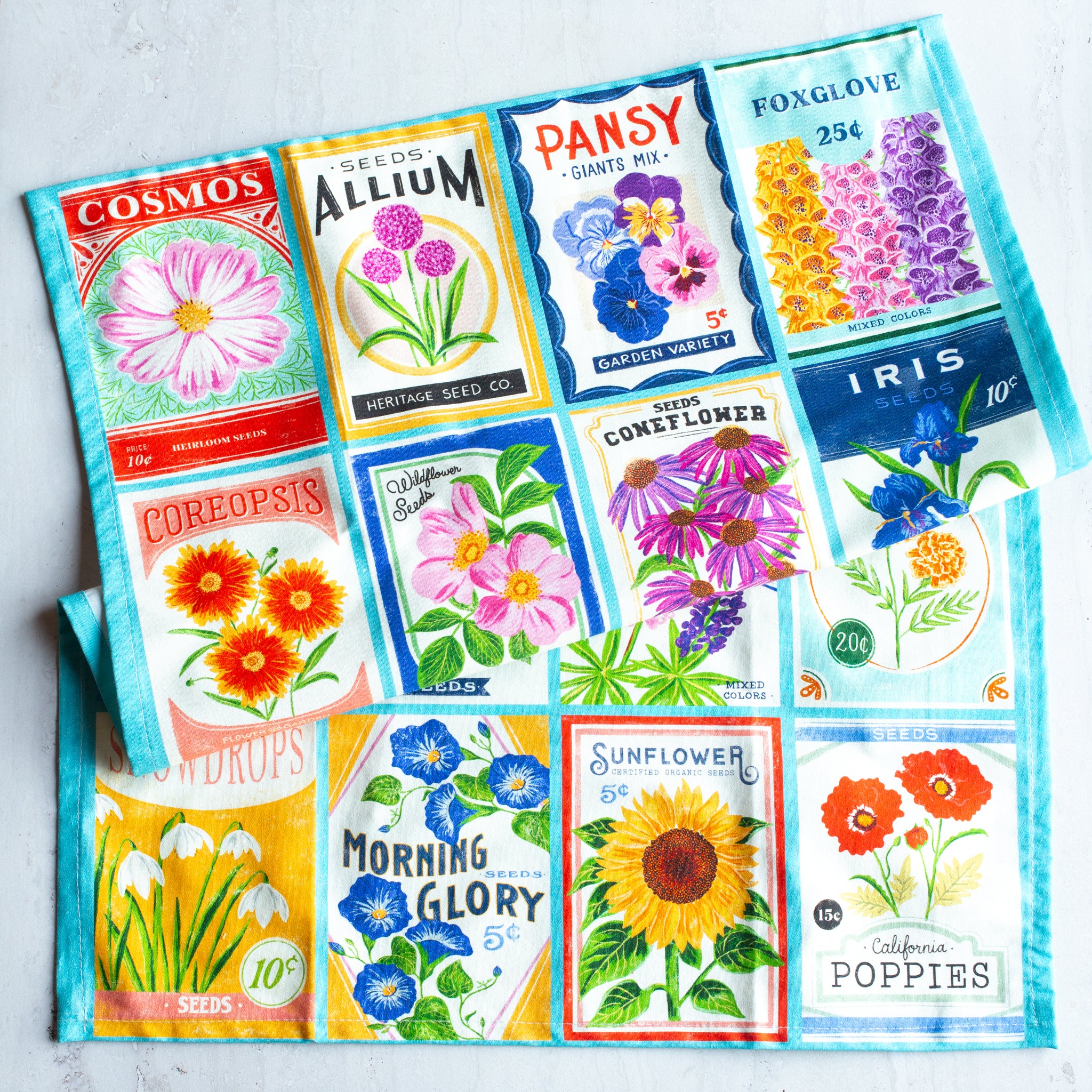 Seed Packets Cotton Tea Towel