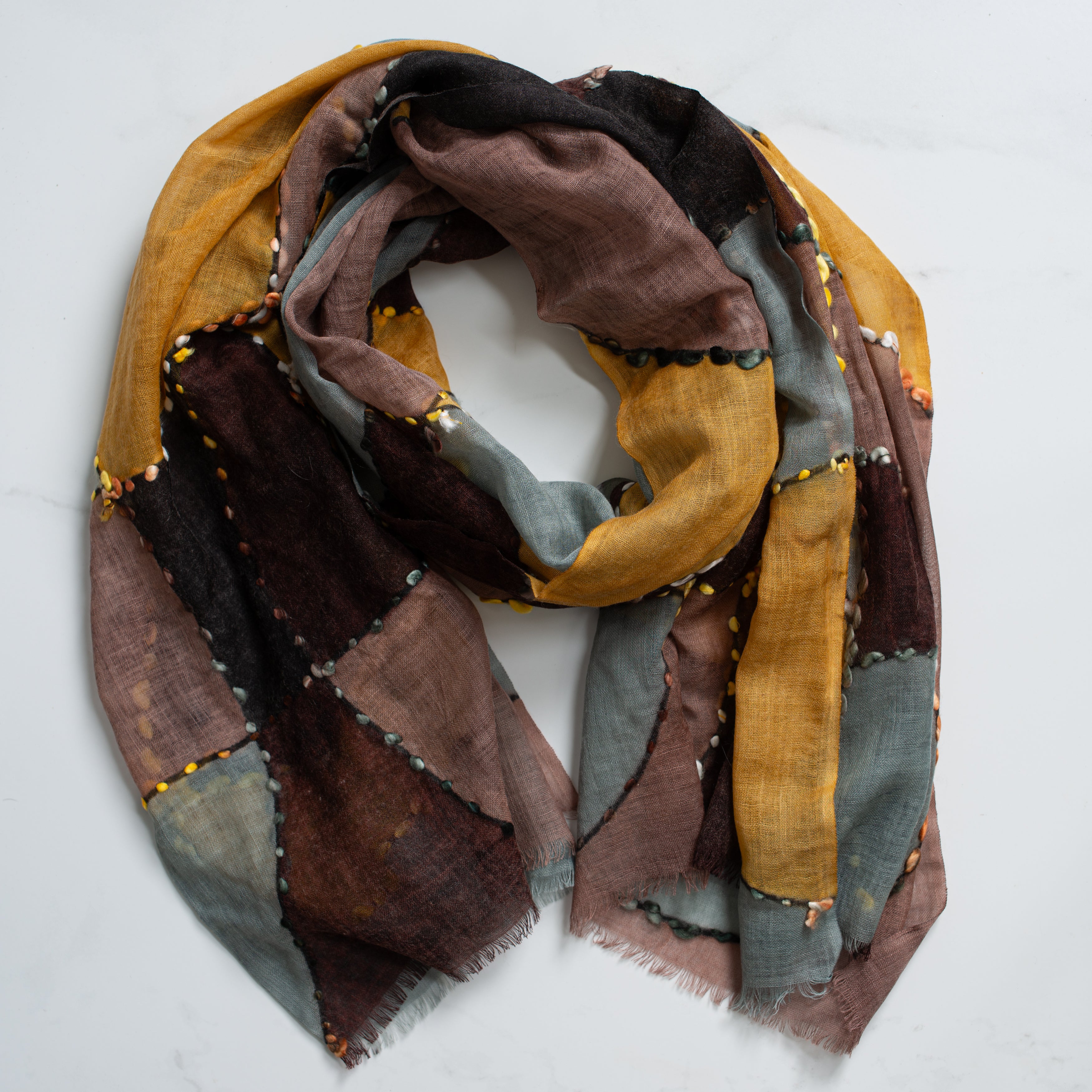Embroidered Wool Scarf | Autumn
