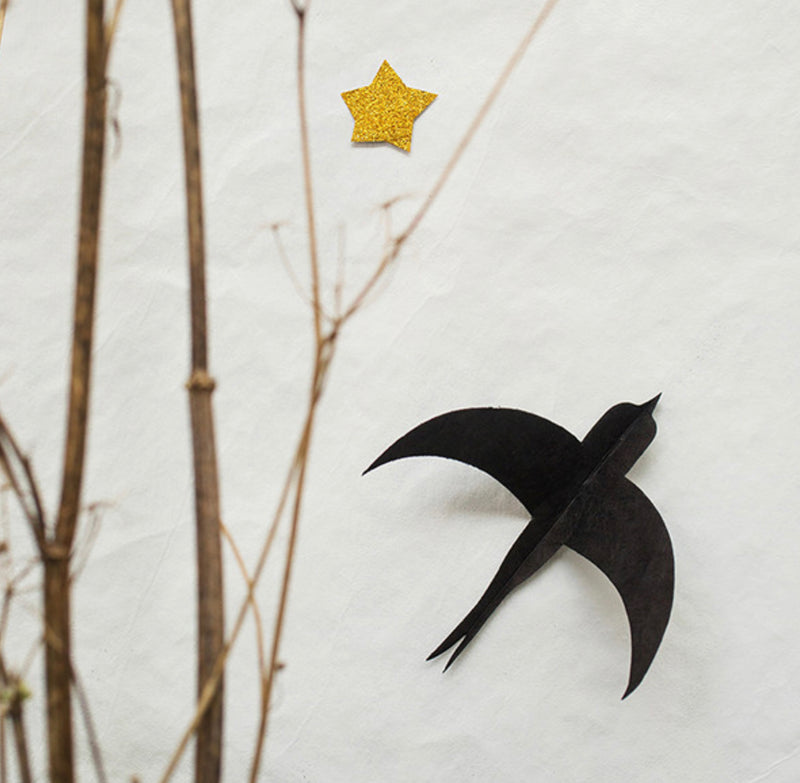 Muskhane Paper | Swallows Wall Decoration Set/10 | Black