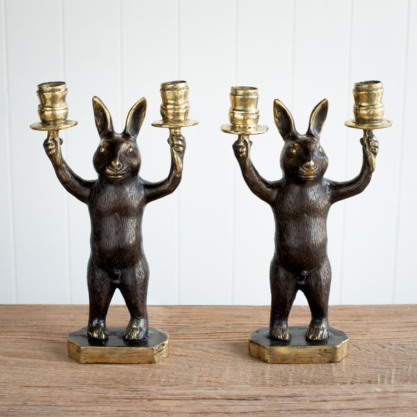 Bronze Rabbit Candle Holder NZ Folklore Homewares