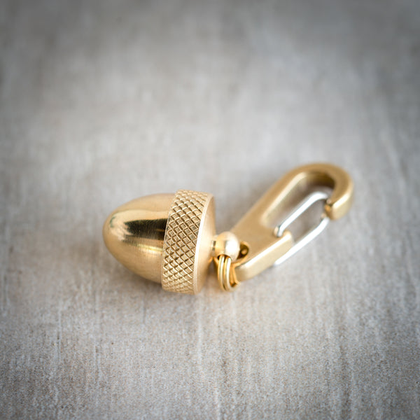 Brass Acorn Locket Key Ring