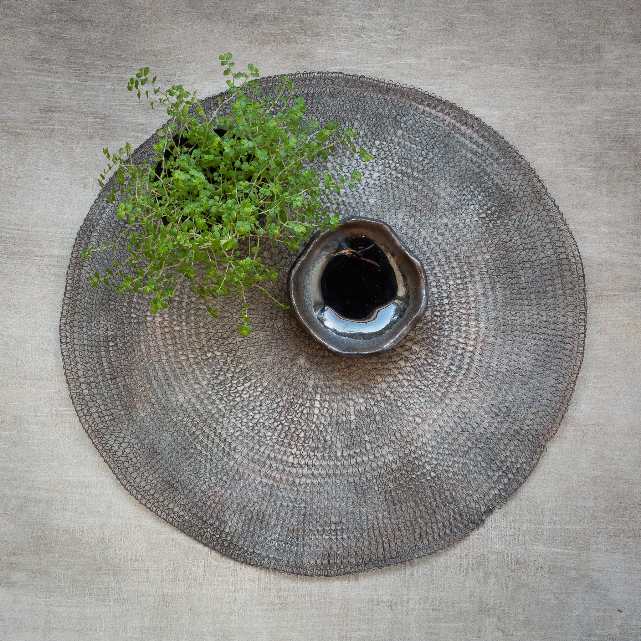 Hand Woven Wire Placemat | Burnished Plain