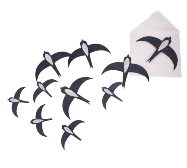 Muskhane Paper | Swallows Wall Decoration Set/10 | Black